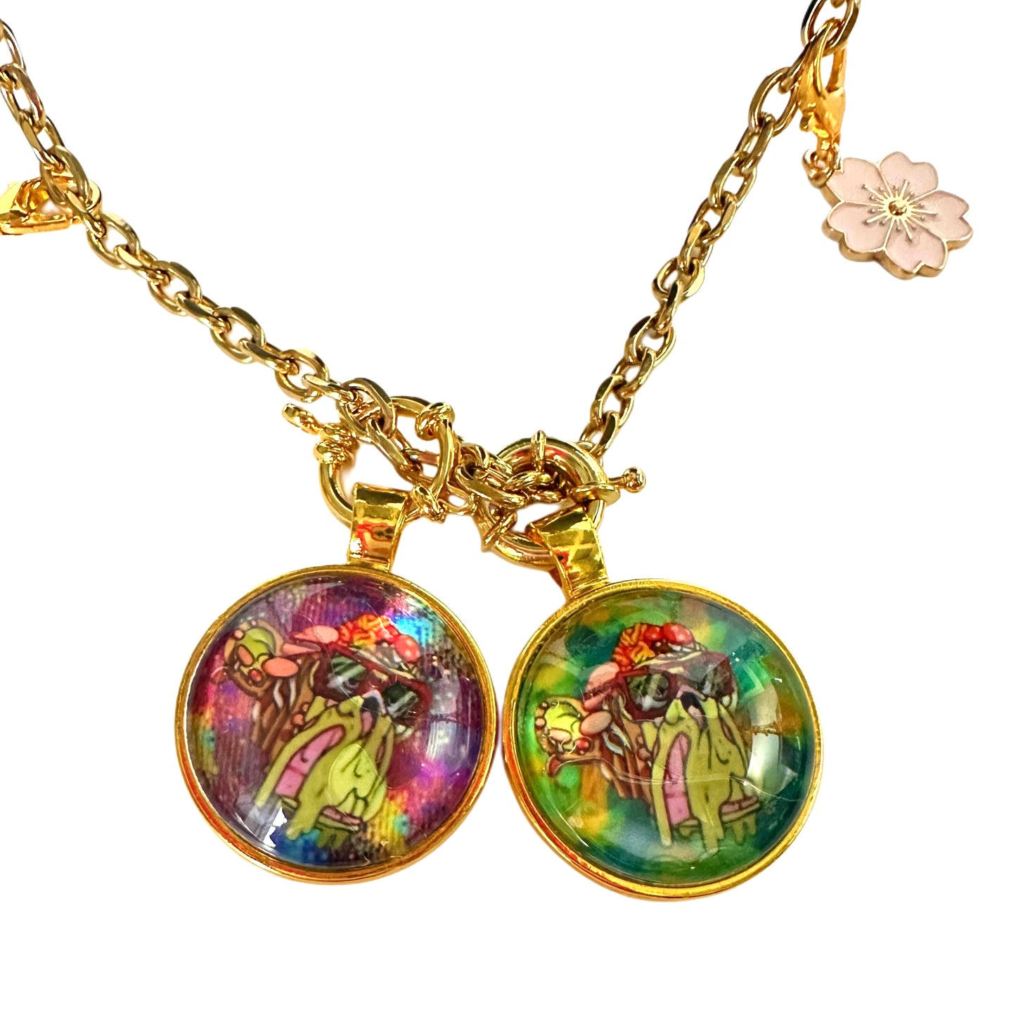 26” Gold Long Rope Necklace w/ 2 Pendants