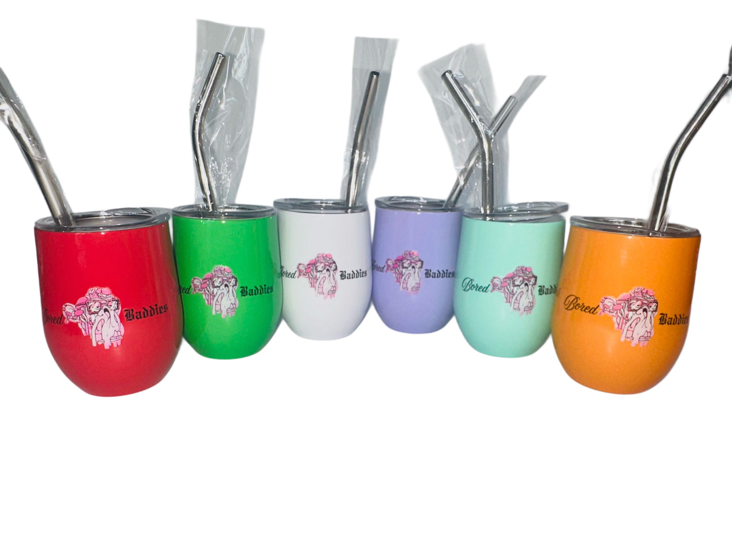 Bored Baddies 3oz Stainless Steel Vacuum Insulated Shot Tumblers (Set of 6) - BOLD colors
