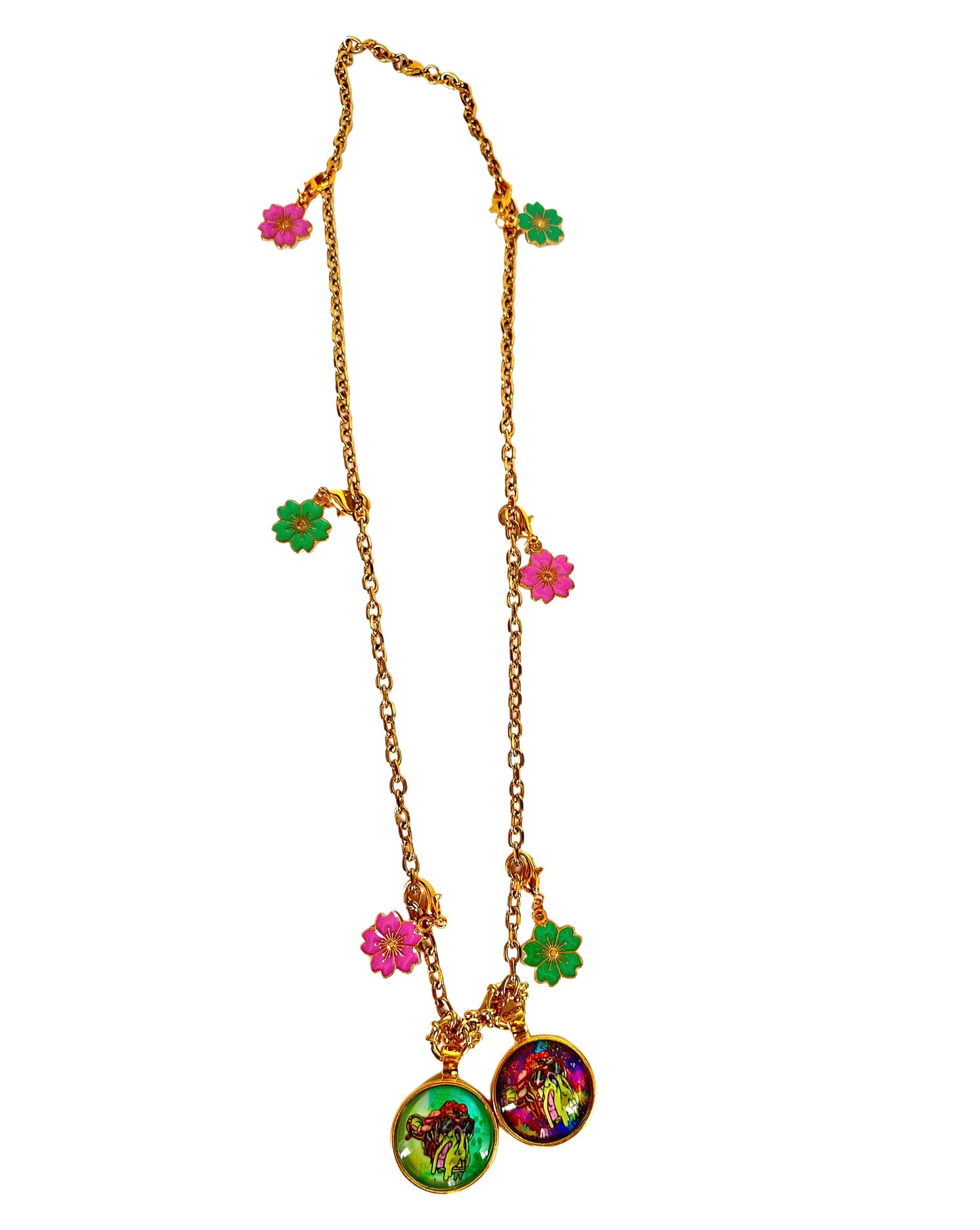 26” Gold Long Rope Necklace w/ 2 Pendants