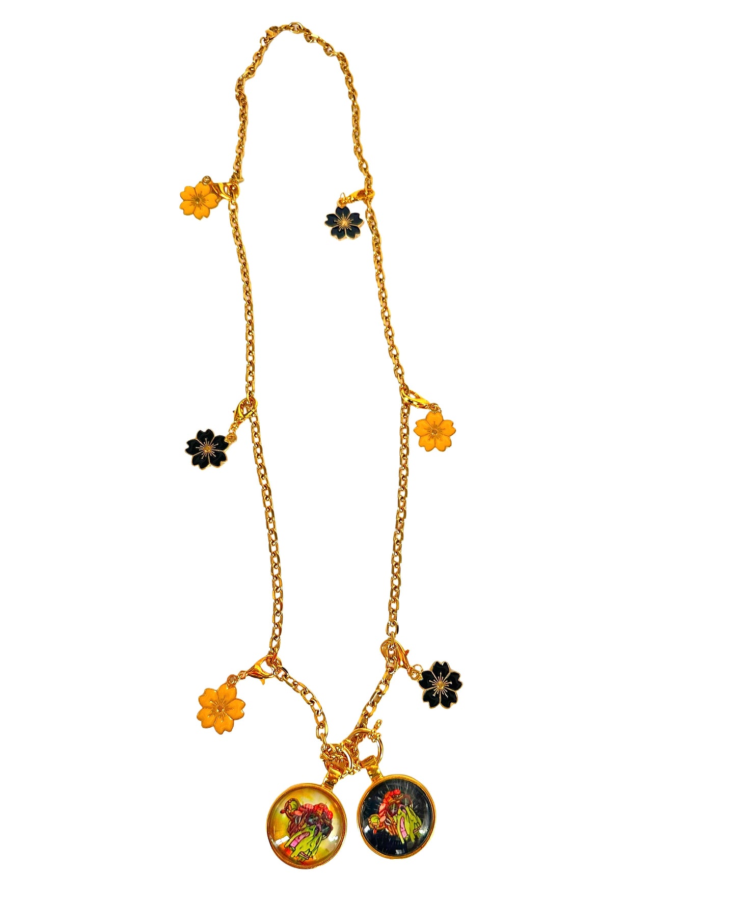 26” Gold Long Rope Necklace w/ 2 Pendants