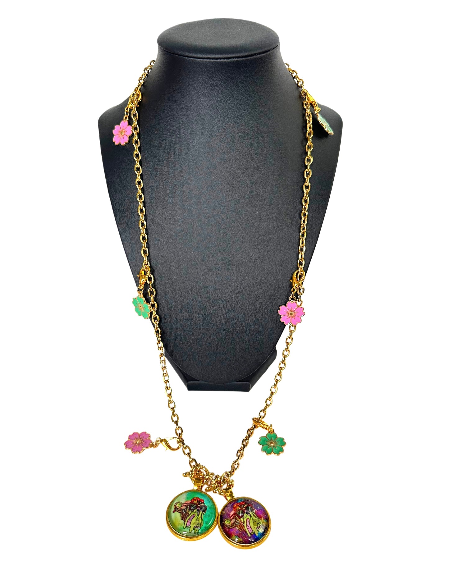 26” Gold Long Rope Necklace w/ 2 Pendants