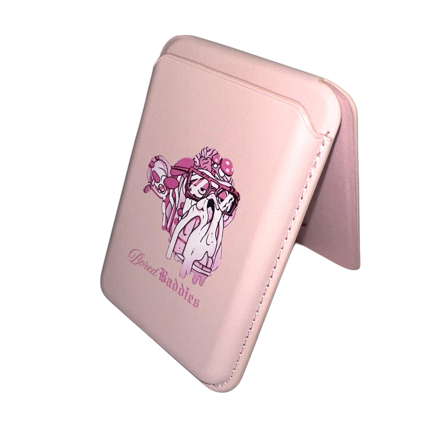 Bored Baddies Magnetic MagSafe PU Leather Card Wallet Holder With Stand