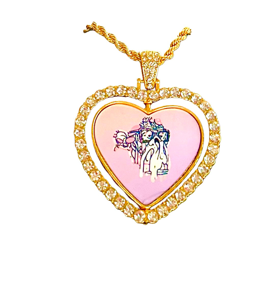 24” Gradient Heart Pink Purple Pendant w/ Necklace