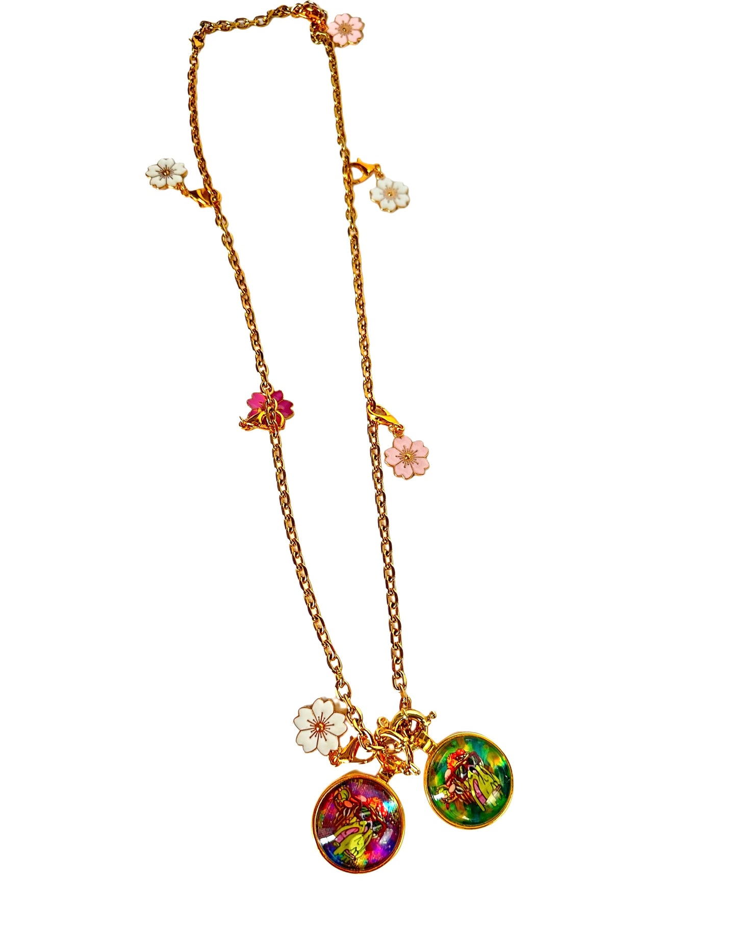 26” Gold Long Rope Necklace w/ 2 Pendants