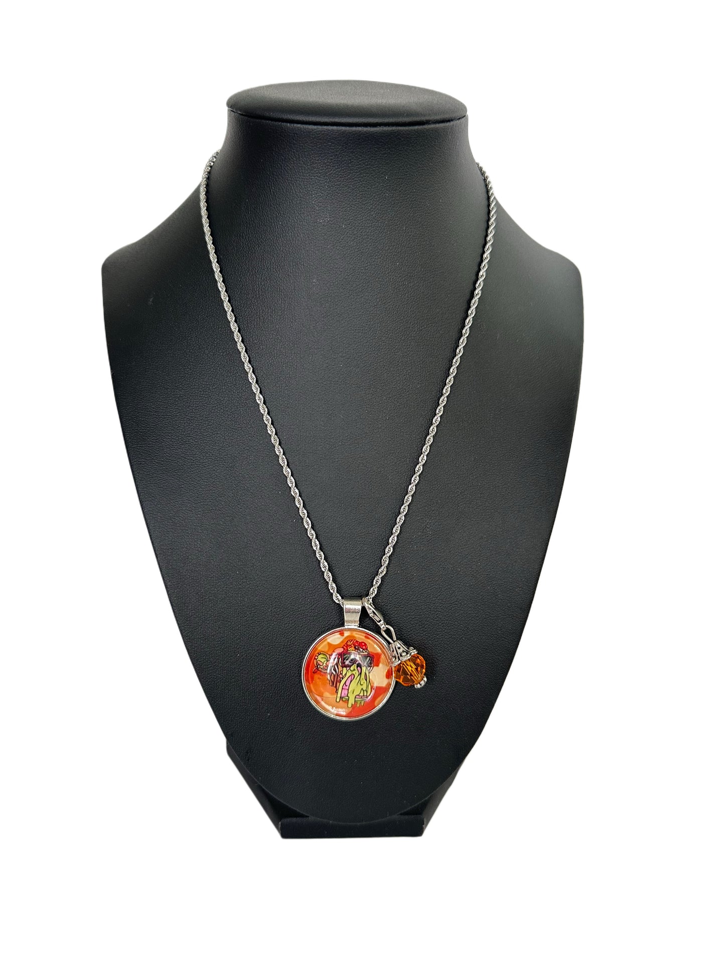 16” Silver Short Rope Necklace w/ 1 Pendant