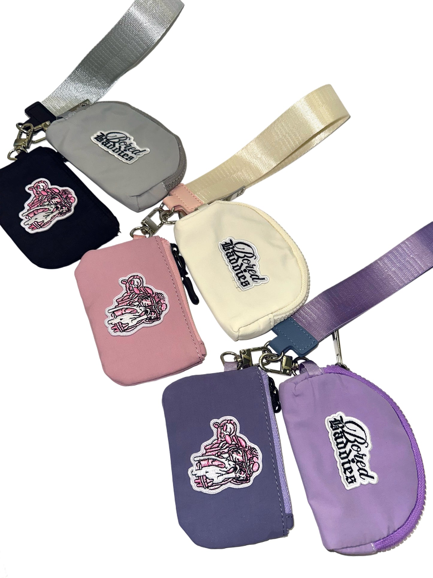 Bored Baddies Nylon Dual Pouch Wristlet (Pink Ivory)