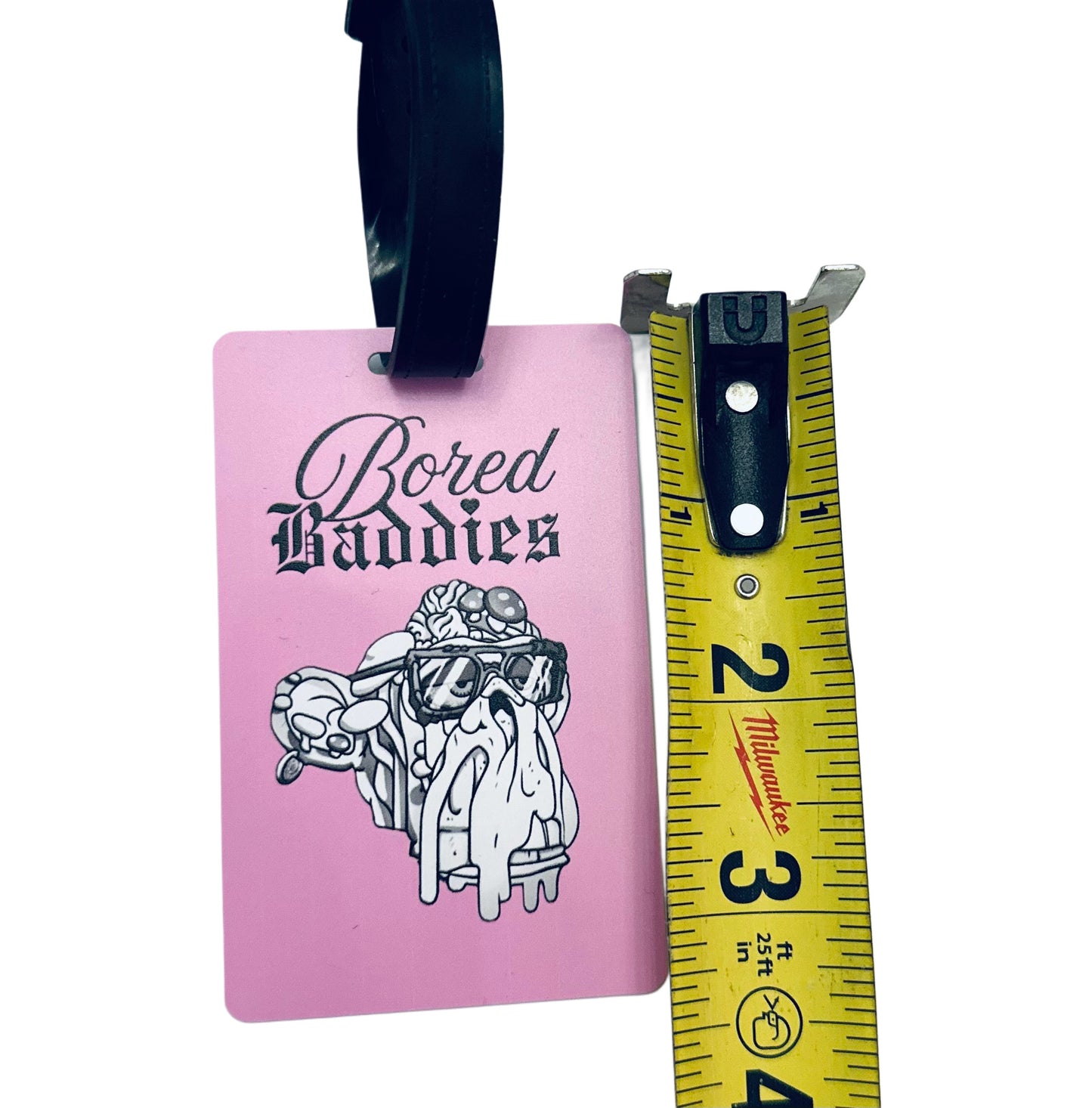 Bored Baddies Pink PVC Luggage Tag