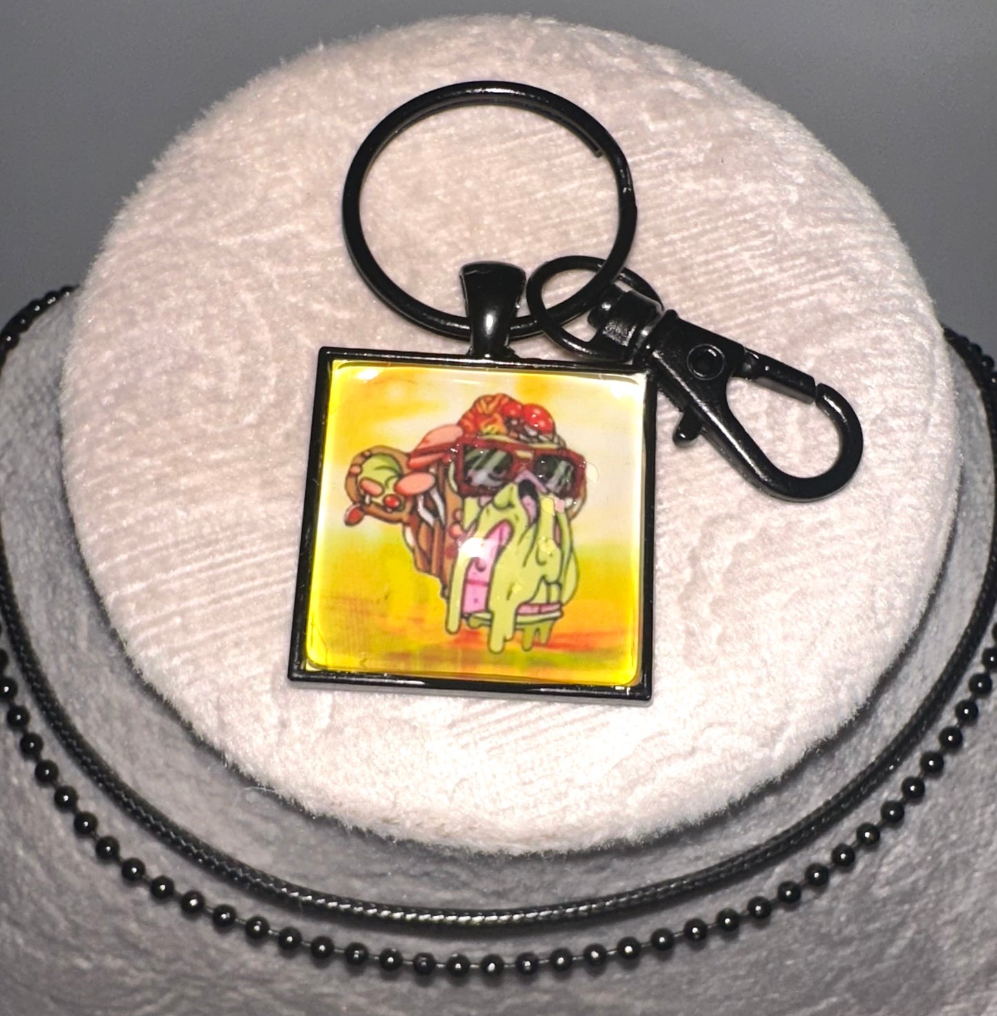 Men’s Black Square Pendant w/ Matching Necklaces & Key Ring