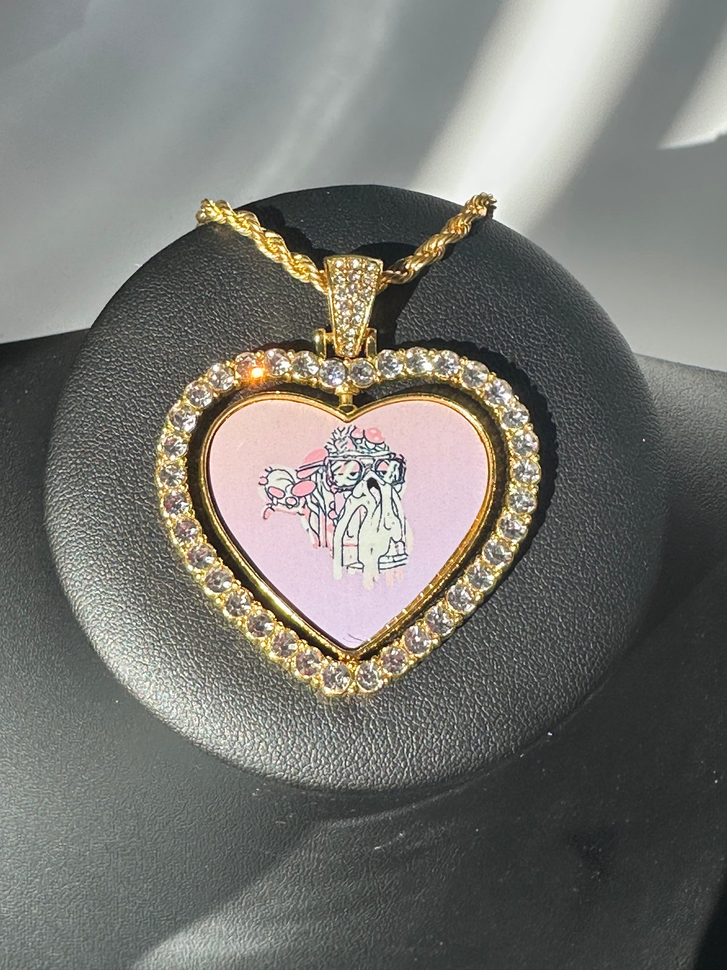 24” Gradient Heart Pink Purple Pendant w/ Necklace