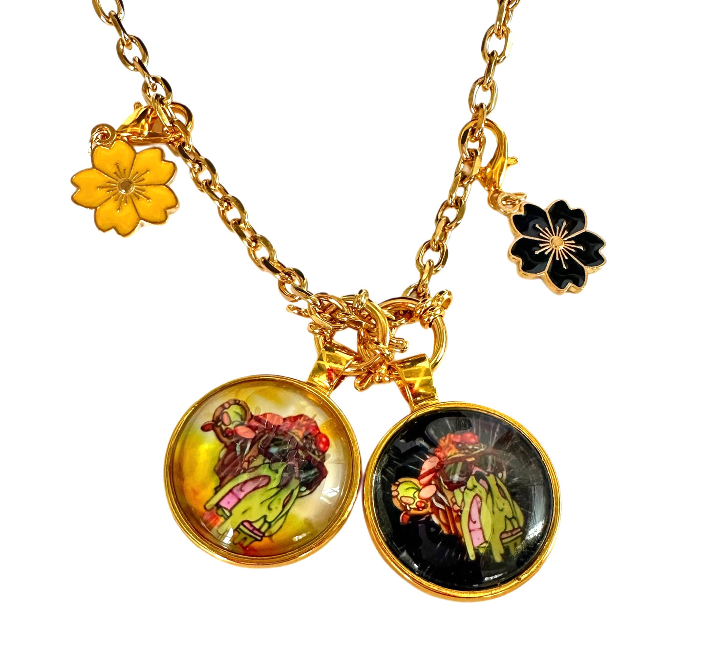 26” Gold Long Rope Necklace w/ 2 Pendants