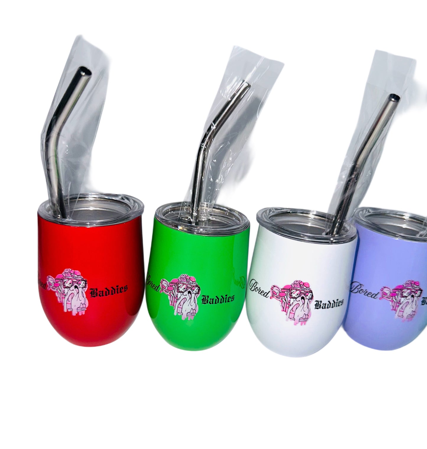 Bored Baddies 3oz Stainless Steel Vacuum Insulated Shot Tumblers (Set of 6) - BOLD colors