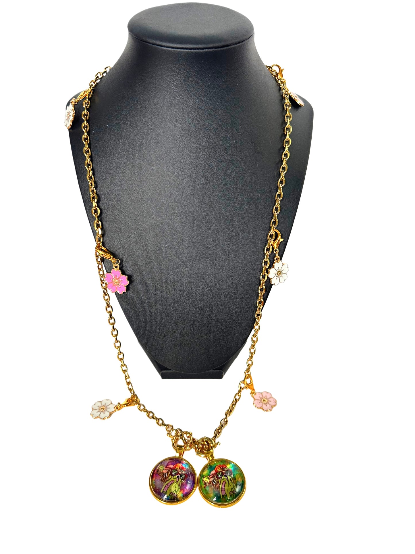 26” Gold Long Rope Necklace w/ 2 Pendants