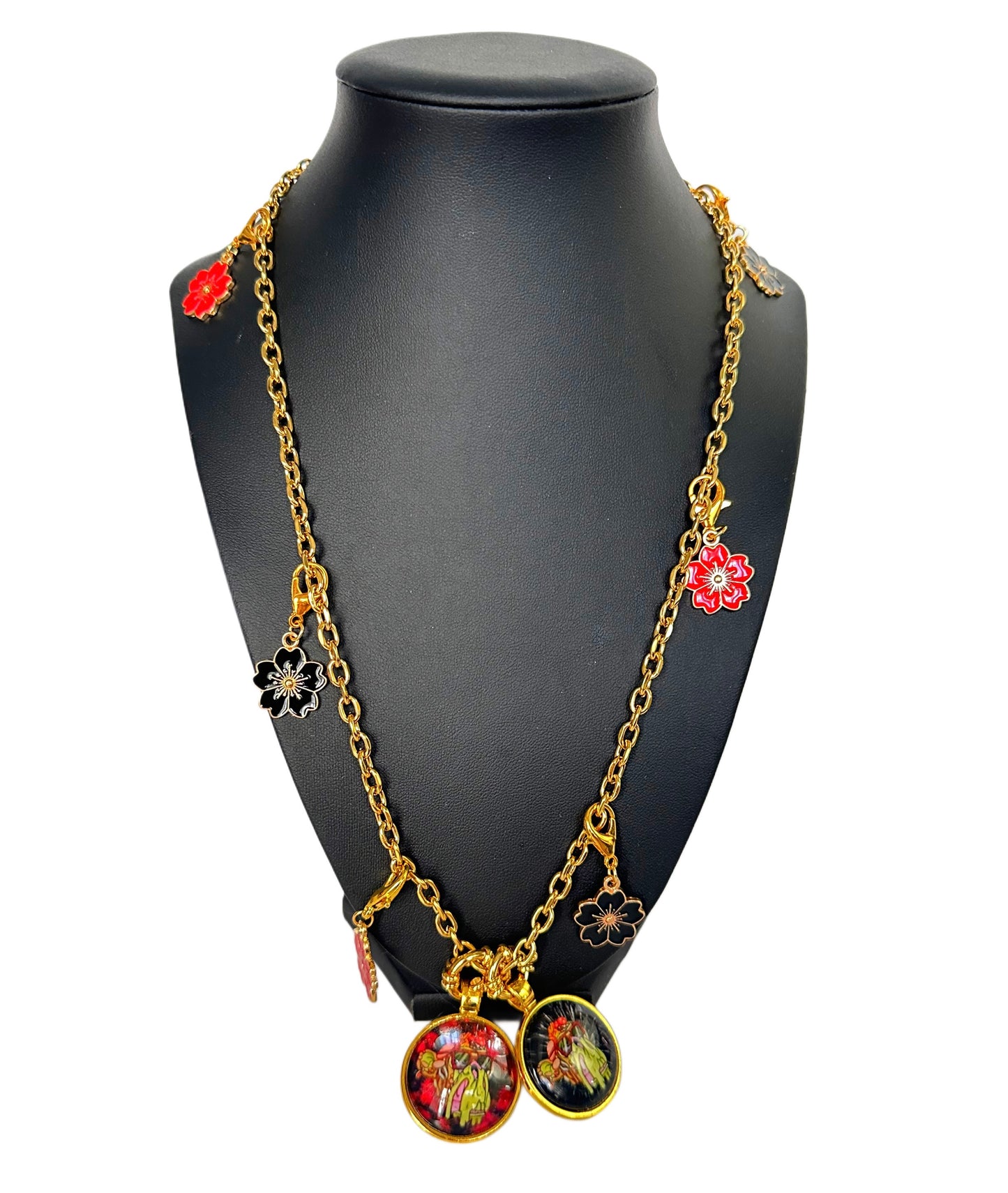 20” Gold Short Rope Necklace w/ 2 Pendants