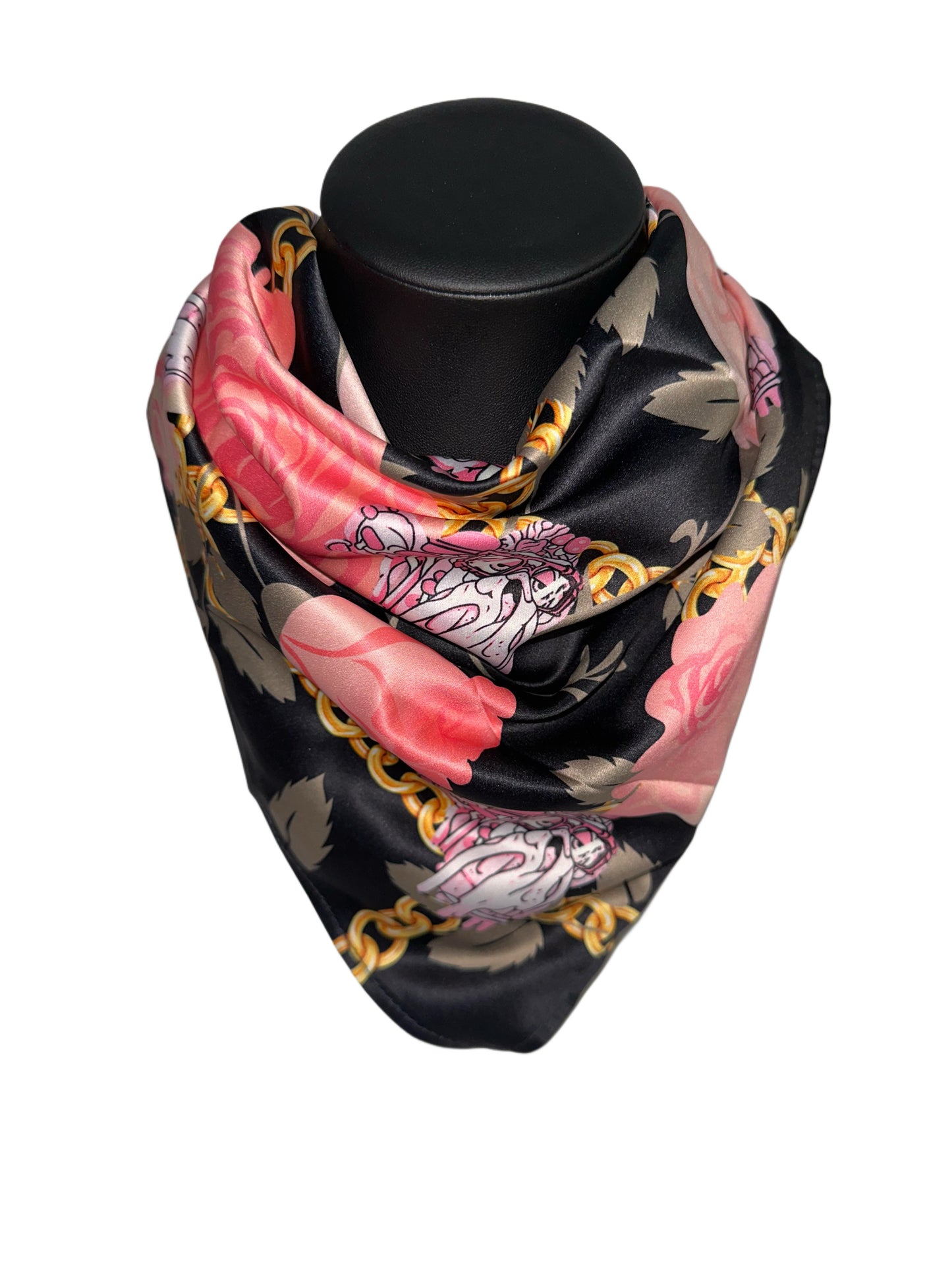 Bored Baddies Black Pink Floral Scarf