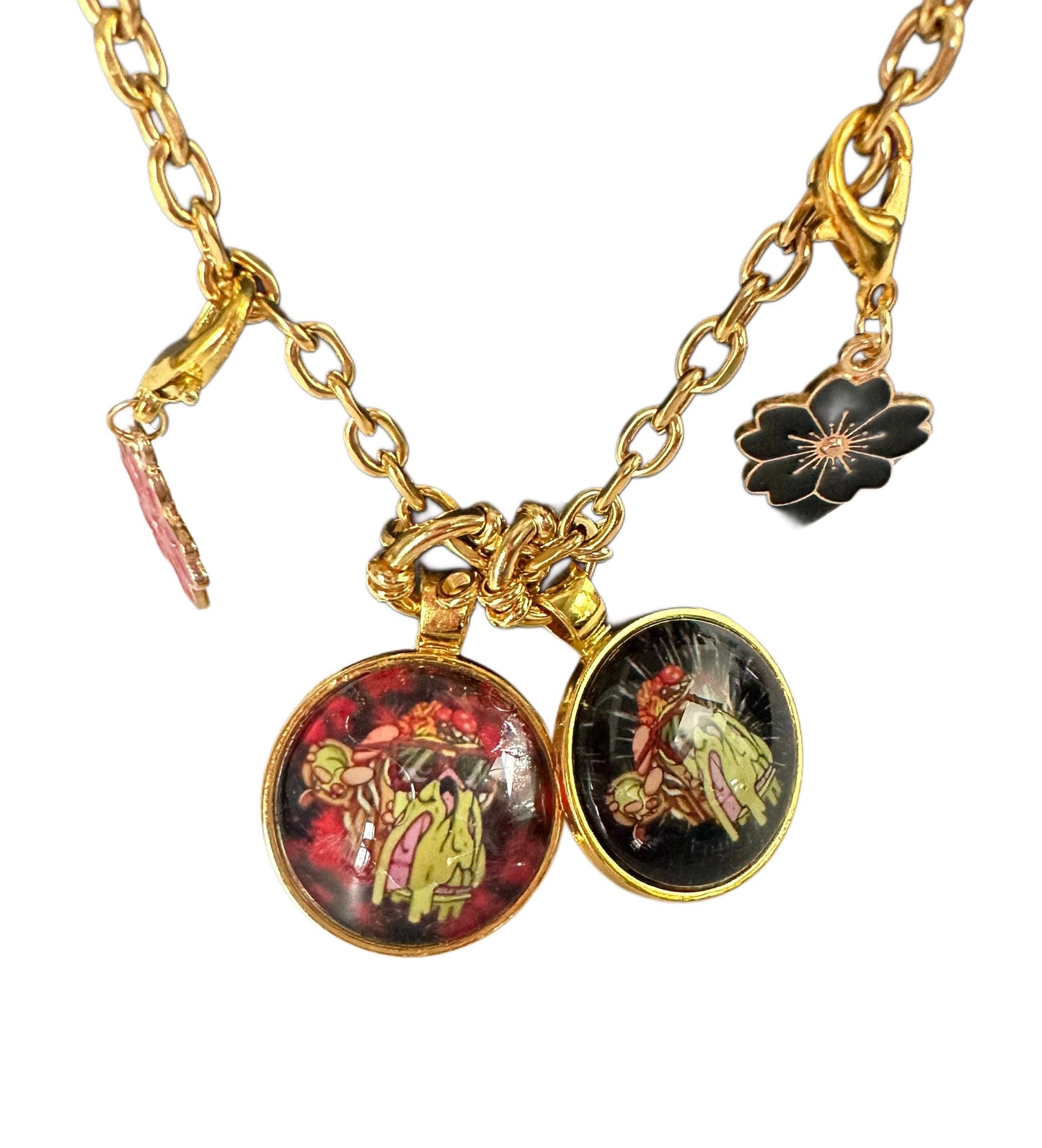 20” Gold Short Rope Necklace w/ 2 Pendants