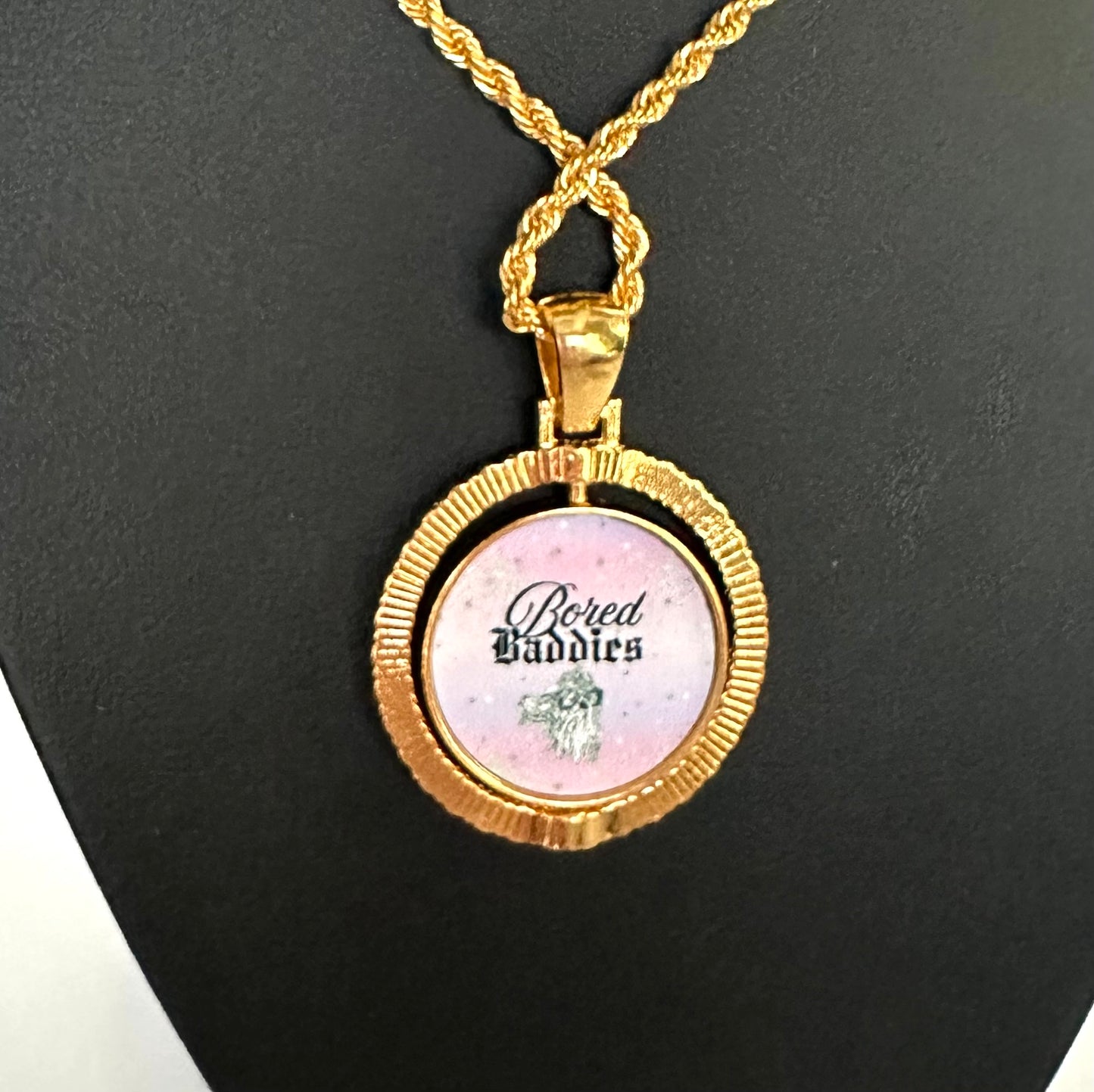24” Gold Circular Pendant w/ Necklace