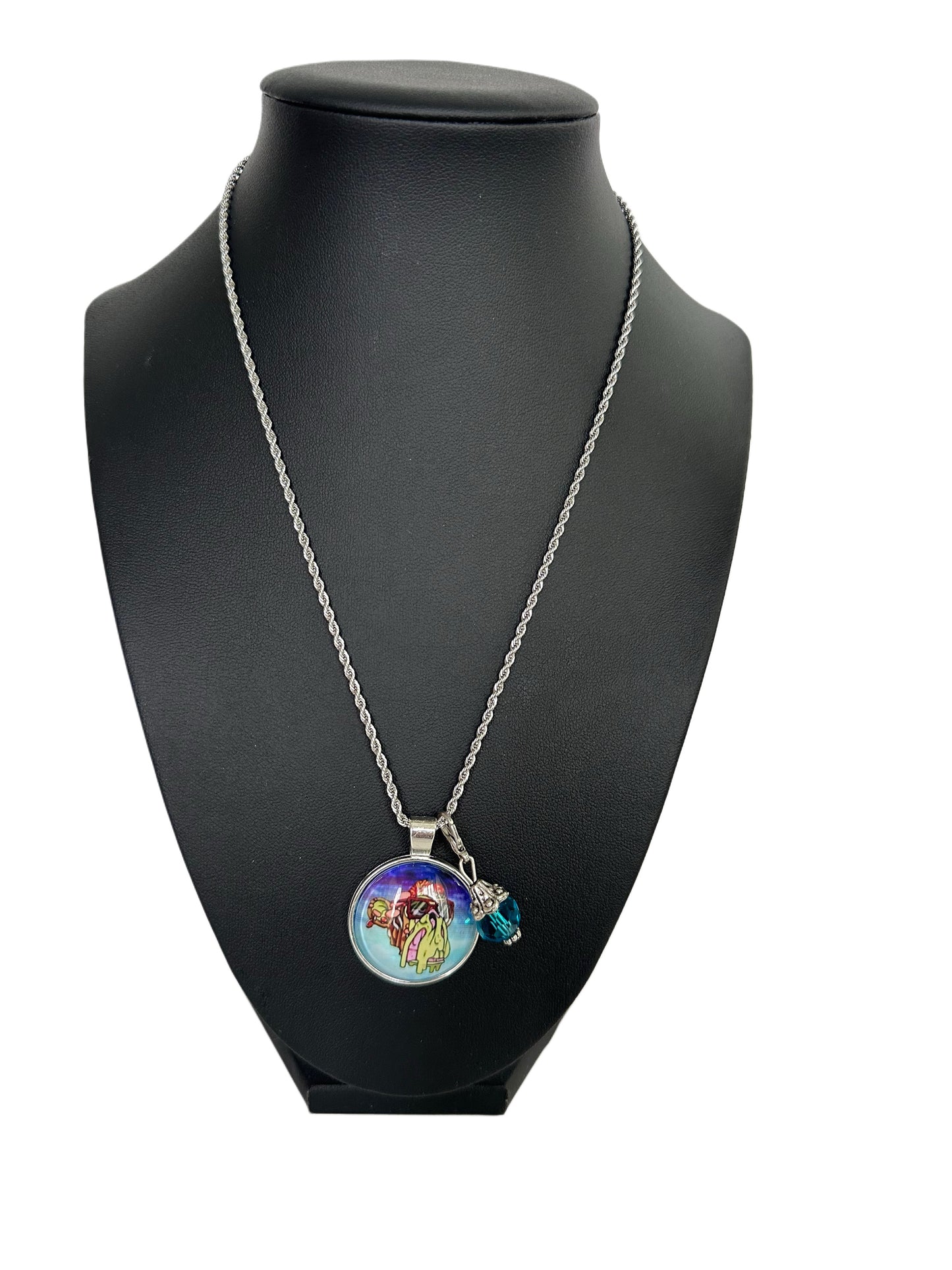 16” Silver Short Rope Necklace w/ 1 Pendant