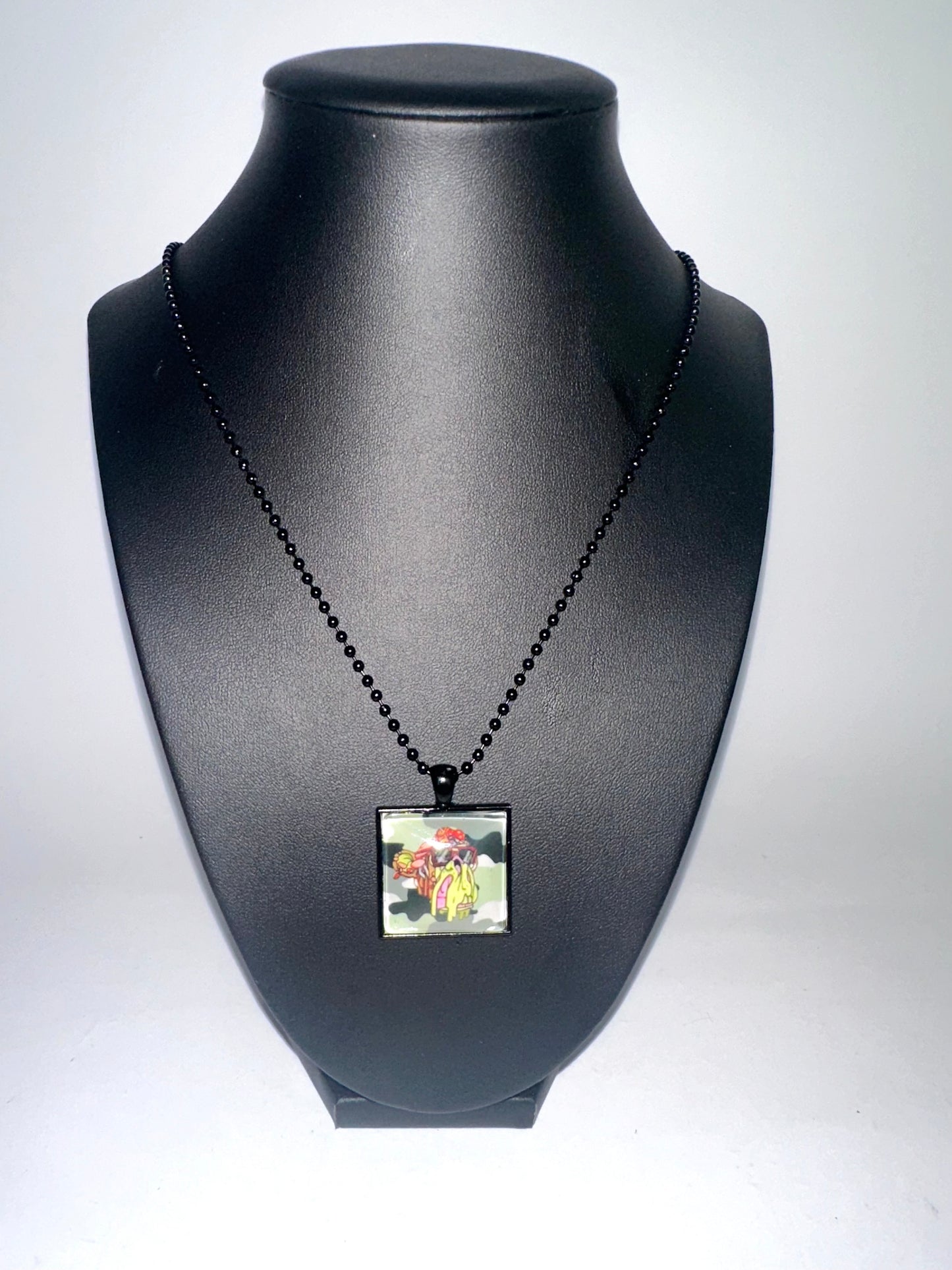 Men’s Black Square Pendant w/ Matching Necklaces & Key Ring