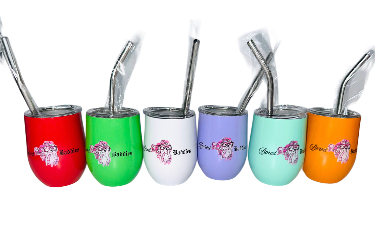 Bored Baddies 3oz Stainless Steel Vacuum Insulated Shot Tumblers (Set of 6) - BOLD colors