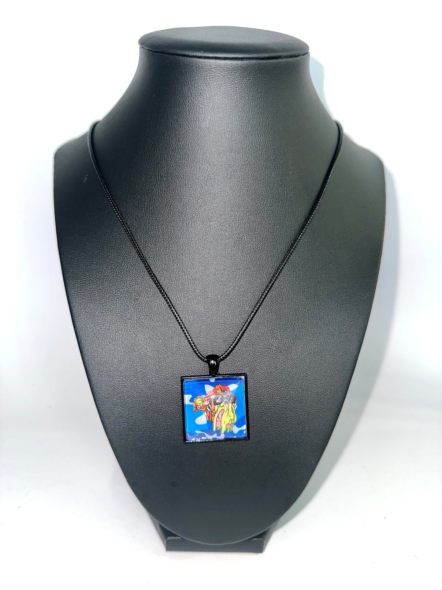 Men’s Black Square Pendant w/ Matching Necklaces & Key Ring