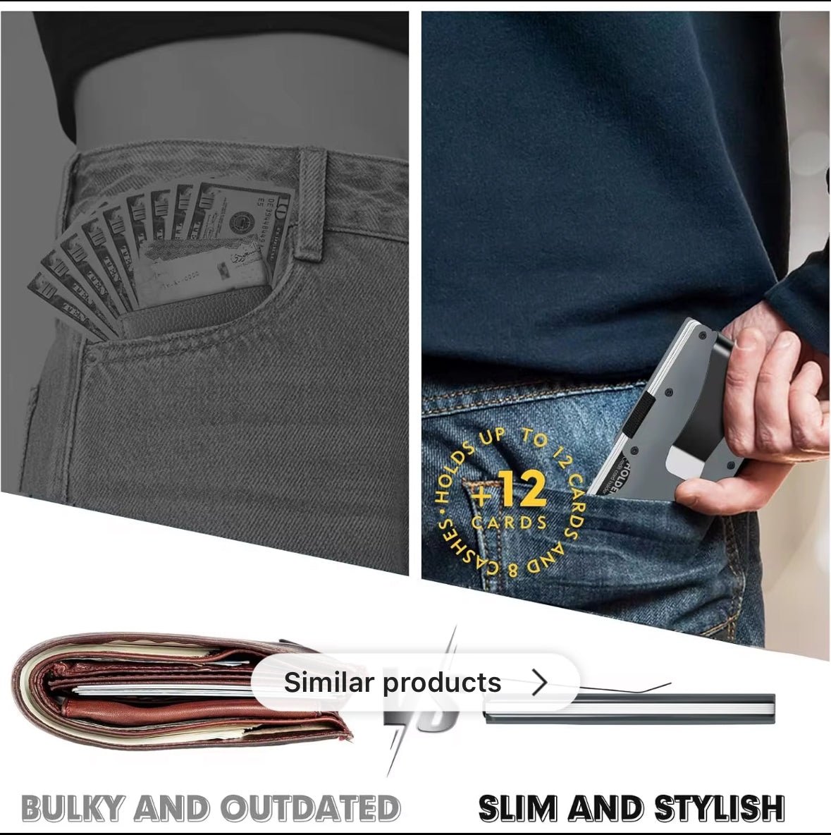 Bored Baddies RFID Blocking Minimalist Aluminum Card Wallet w/ Money Clip