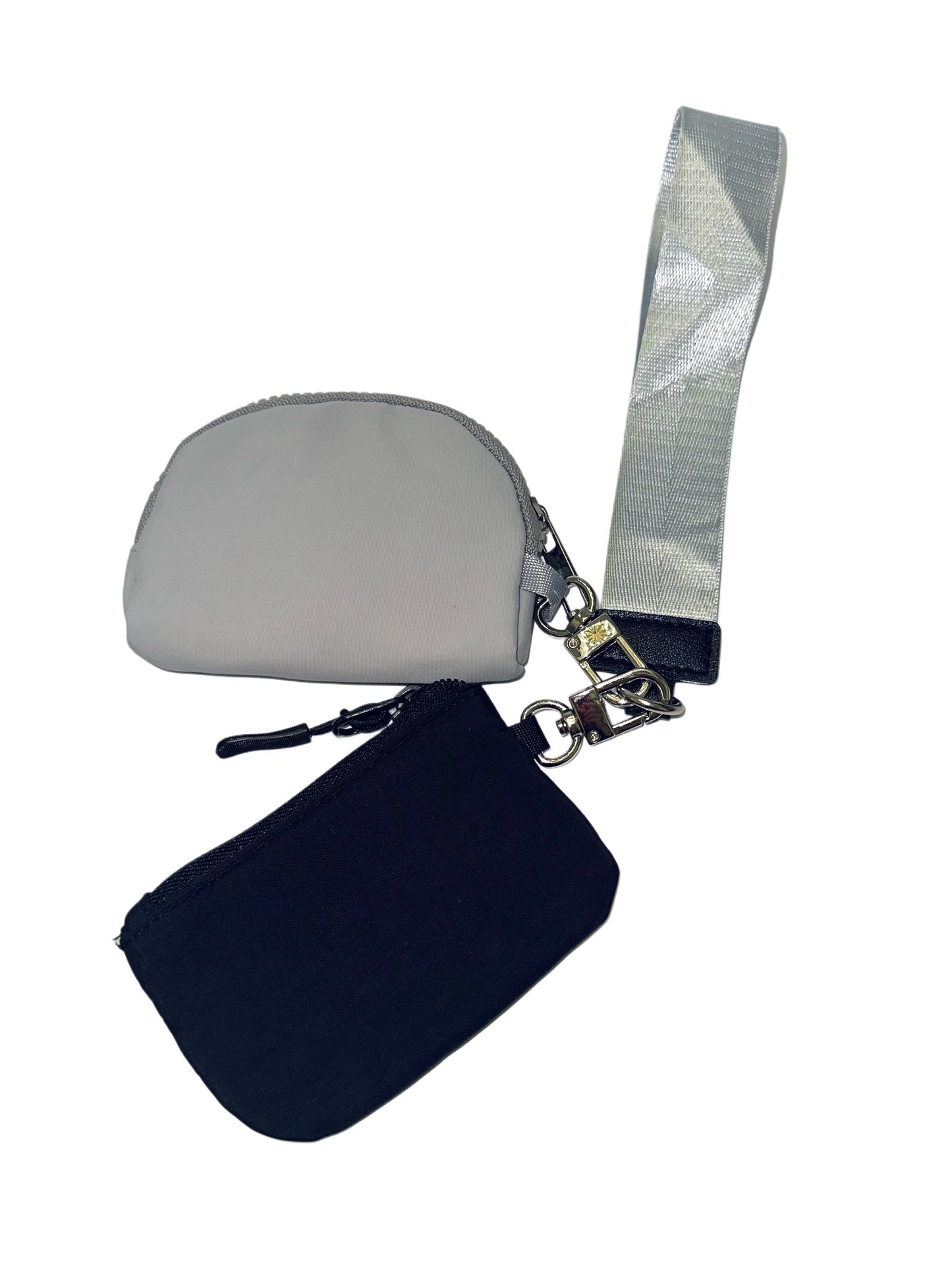 Bored Baddies Nylon Dual Pouch Wristlet (Grey Black)