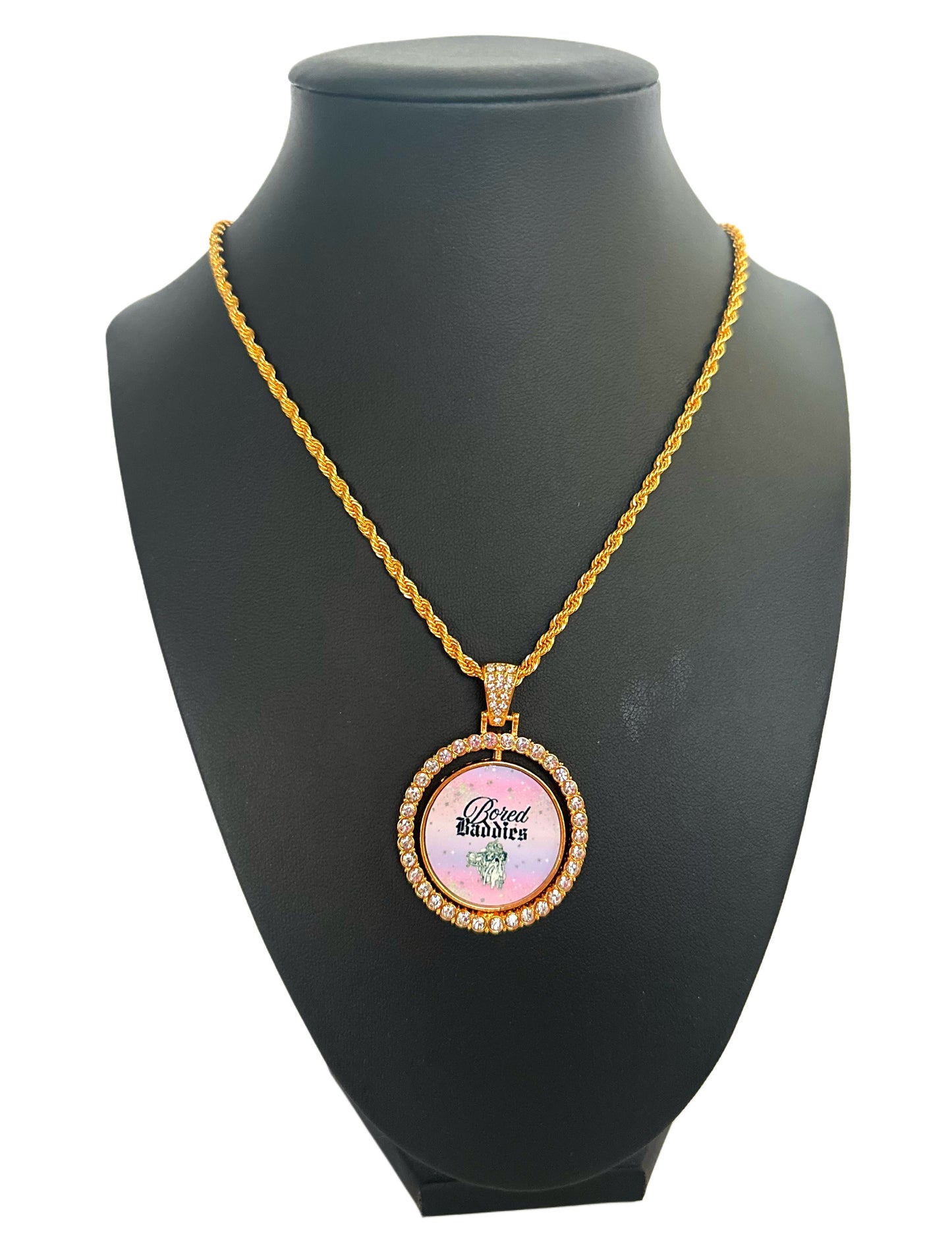 24” Gold Circular Pendant w/ Necklace