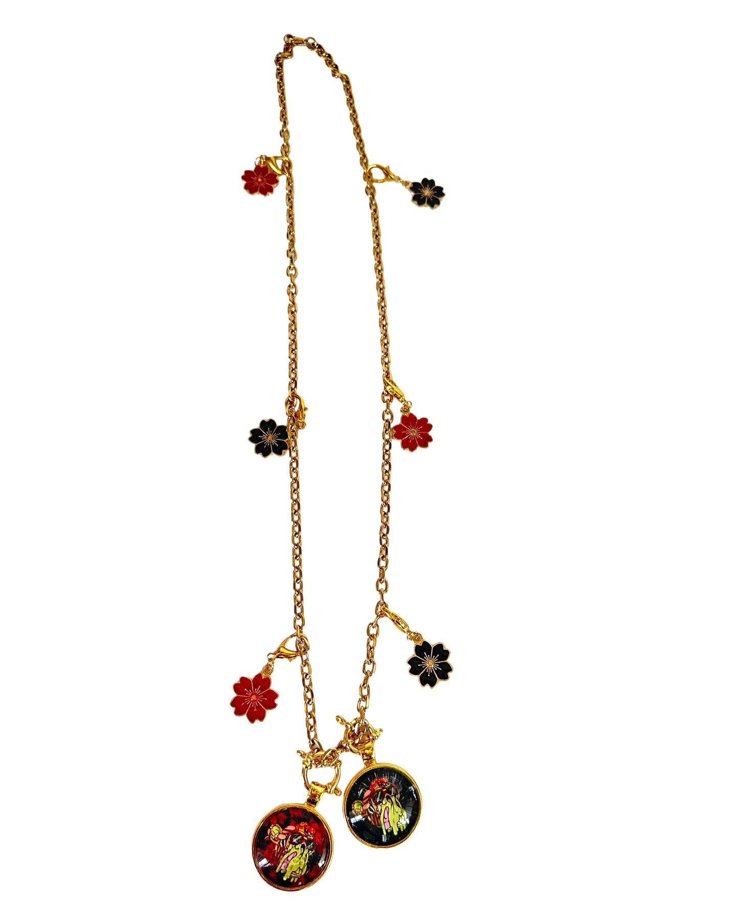26” Gold Long Rope Necklace w/ 2 Pendants
