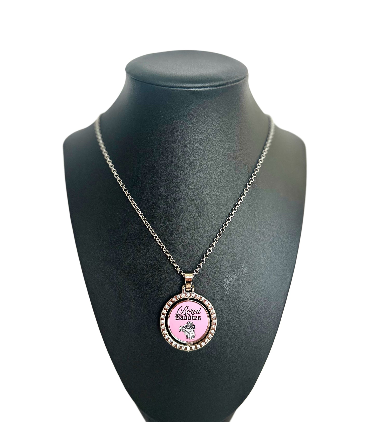 27” Silver Circular Pendant w/ Necklace