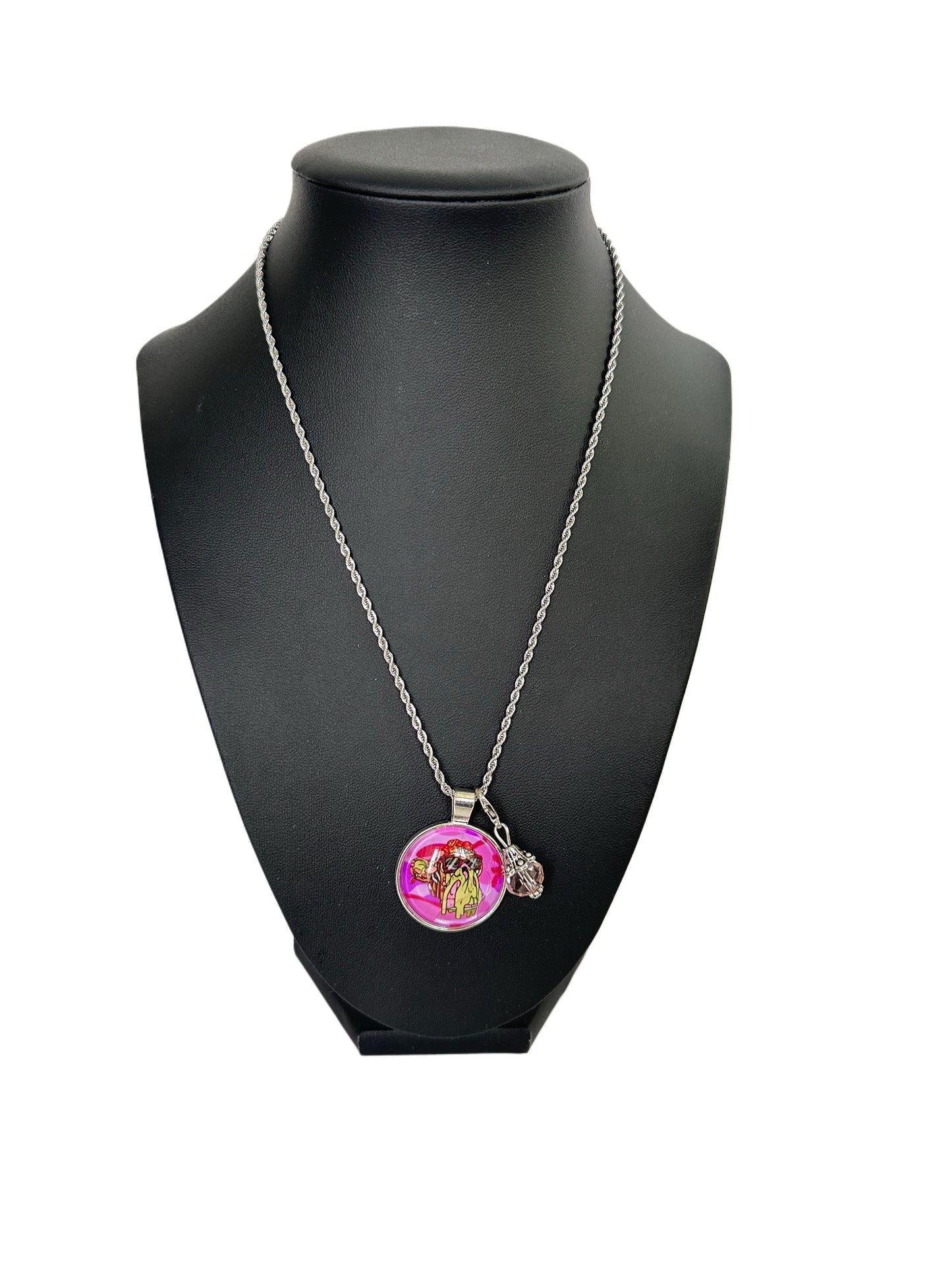 16” Silver Short Rope Necklace w/ 1 Pendant