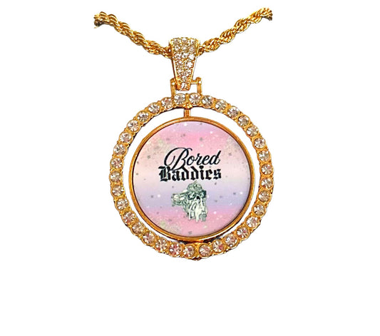 24” Gold Circular Pendant w/ Necklace
