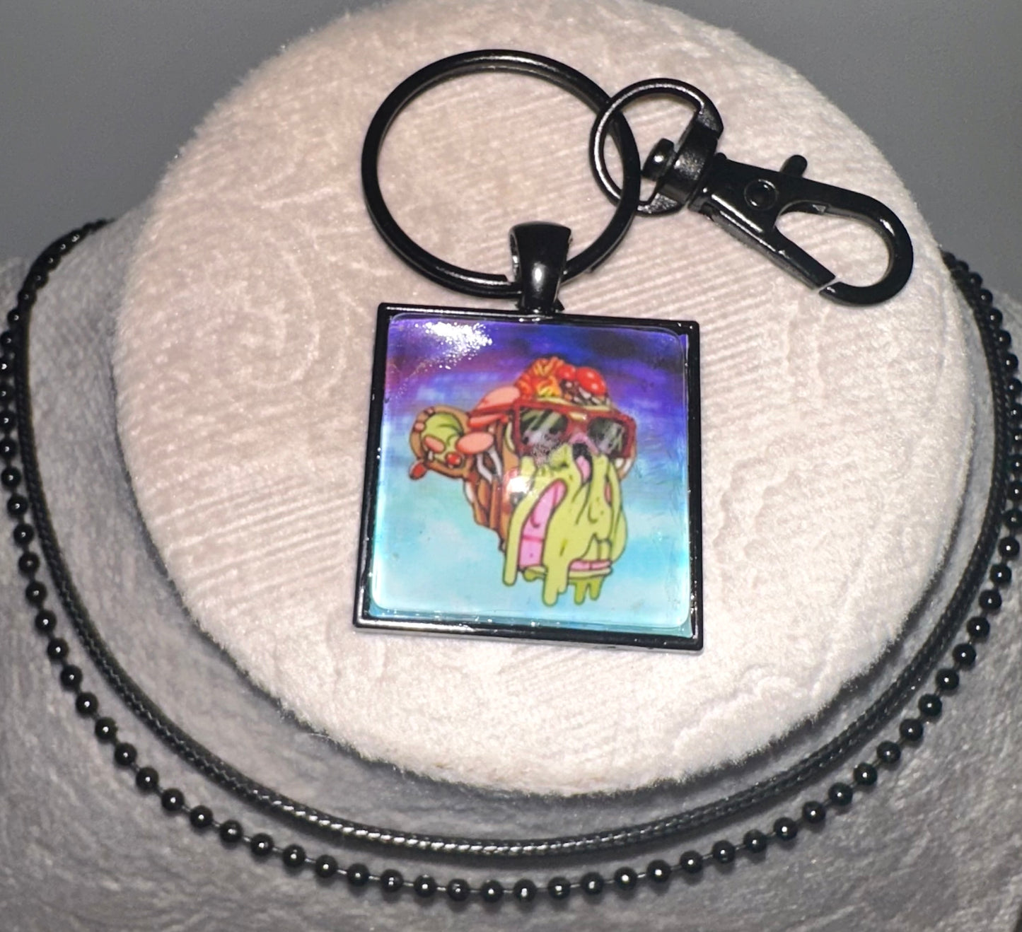 Men’s Black Square Pendant w/ Matching Necklaces & Key Ring