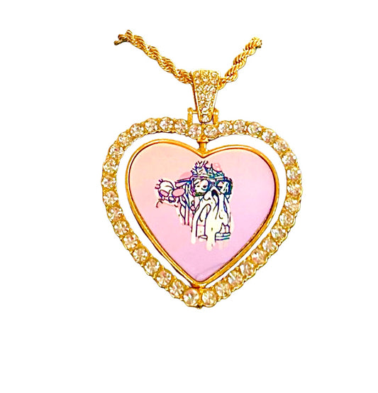 24” Gradient Heart Pink Purple Pendant w/ Necklace