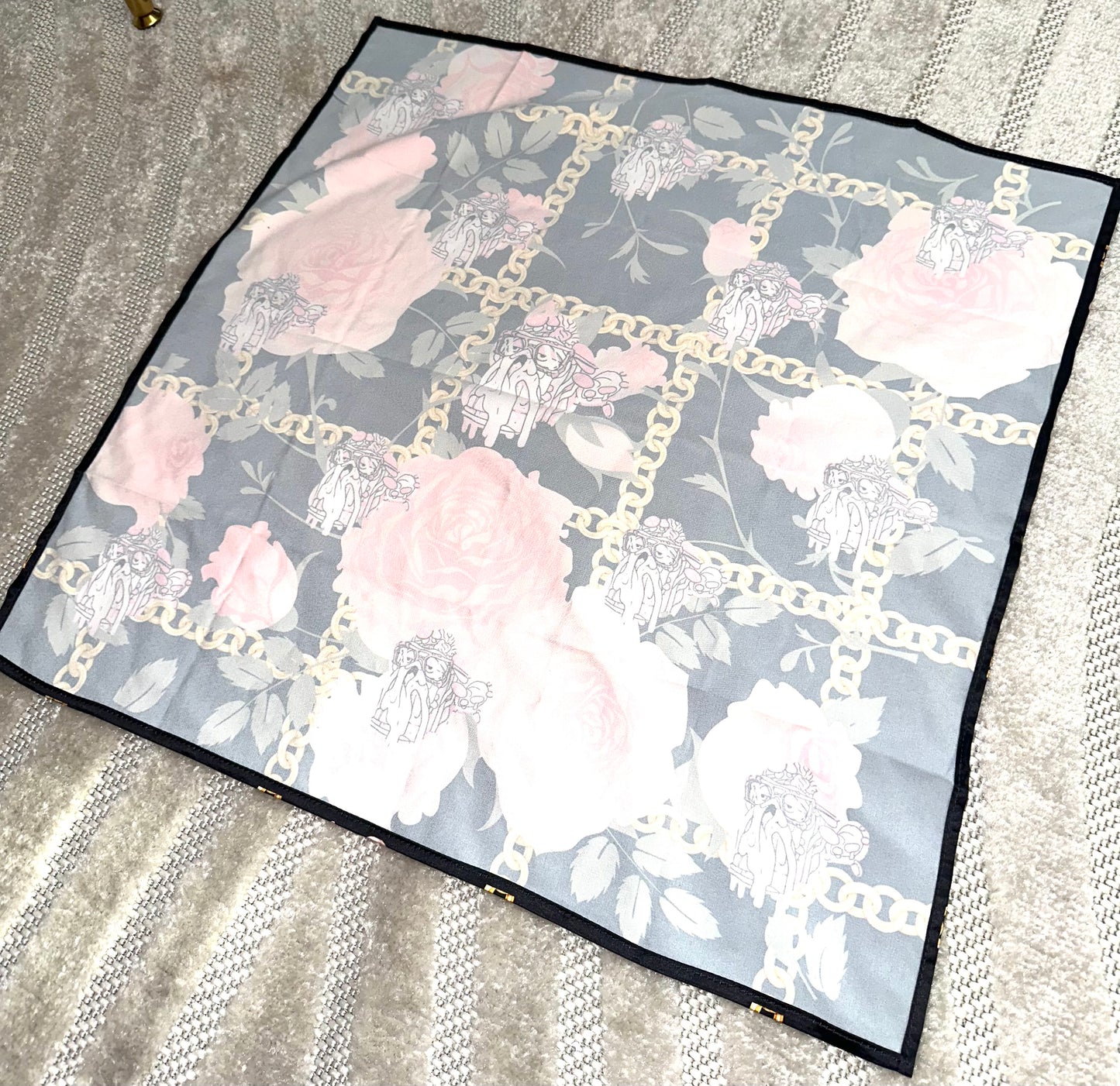 Bored Baddies Black Pink Floral Scarf