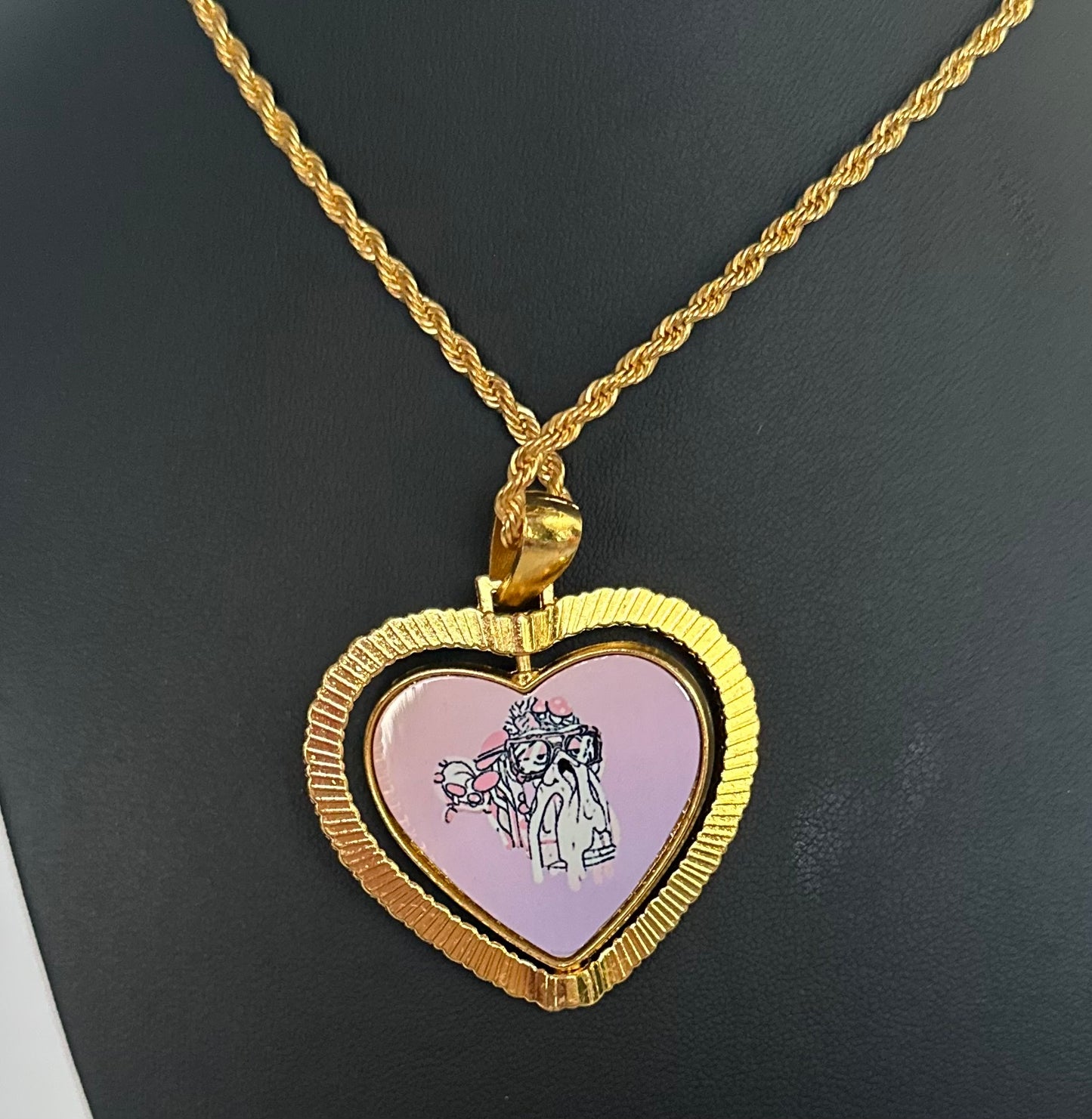 24” Gradient Heart Pink Purple Pendant w/ Necklace