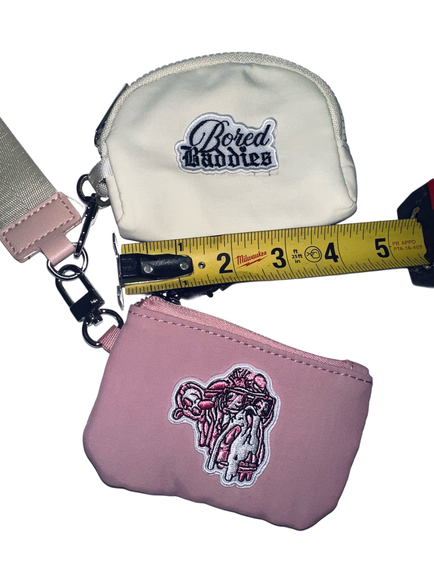 Bored Baddies Nylon Dual Pouch Wristlet (Pink Ivory)