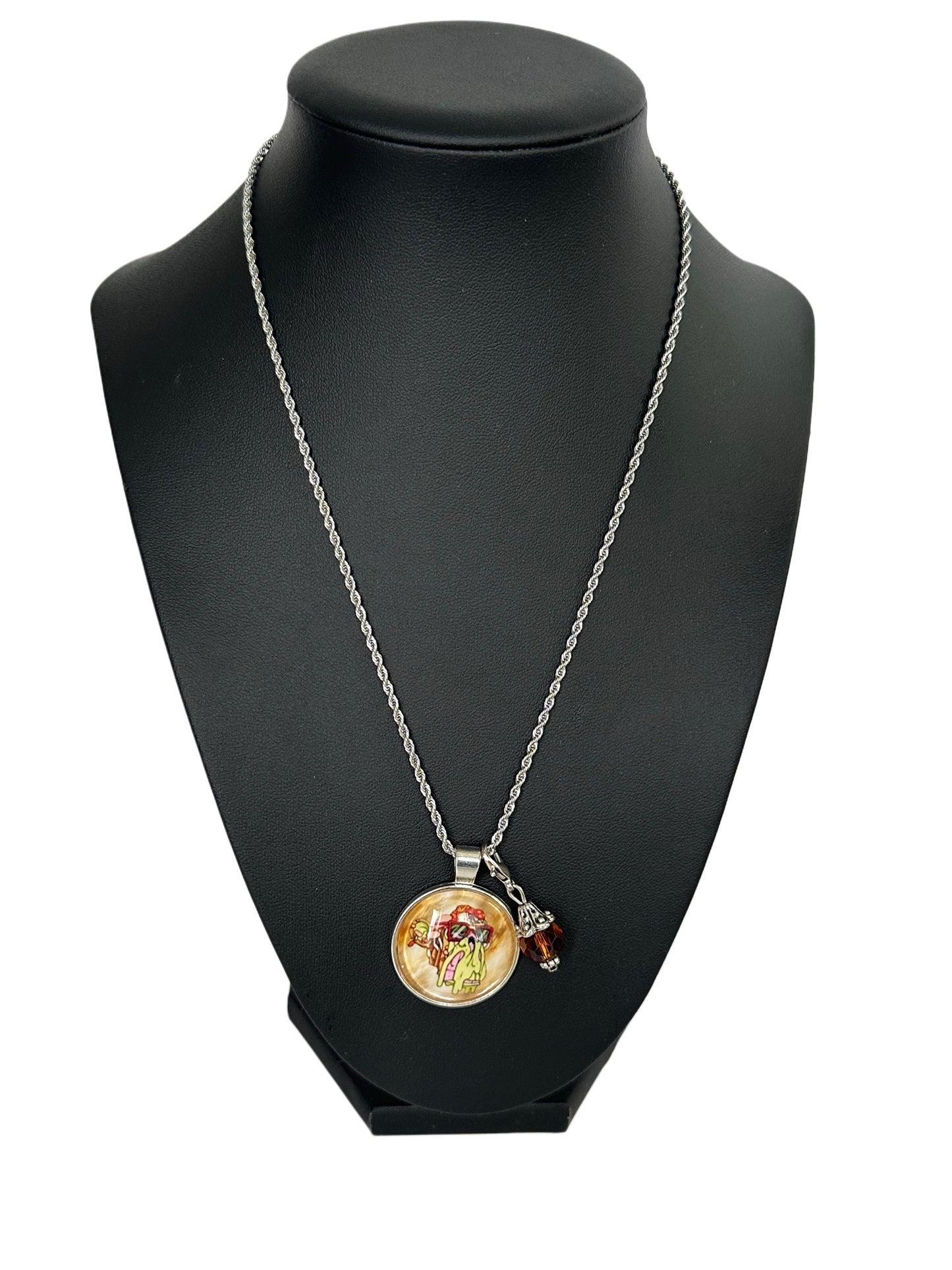 16” Silver Short Rope Necklace w/ 1 Pendant