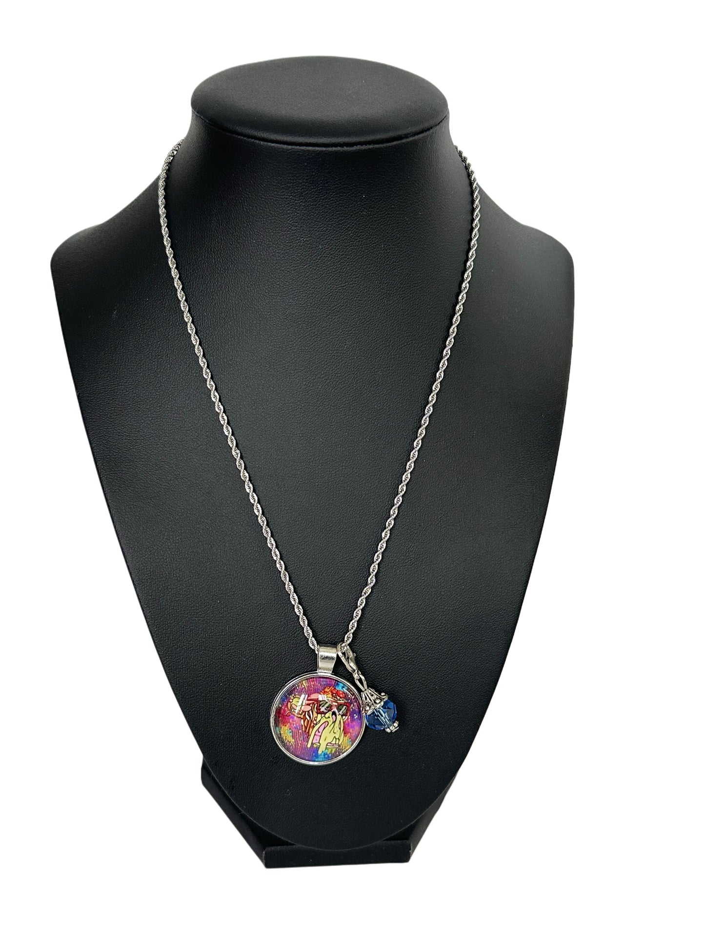 16” Silver Short Rope Necklace w/ 1 Pendant