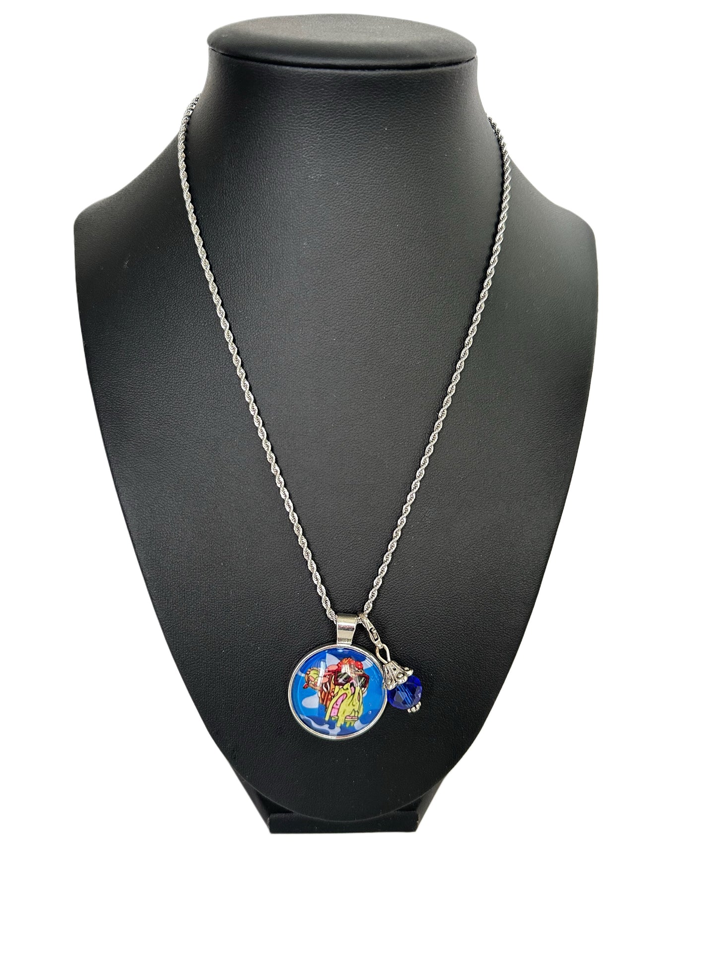16” Silver Short Rope Necklace w/ 1 Pendant