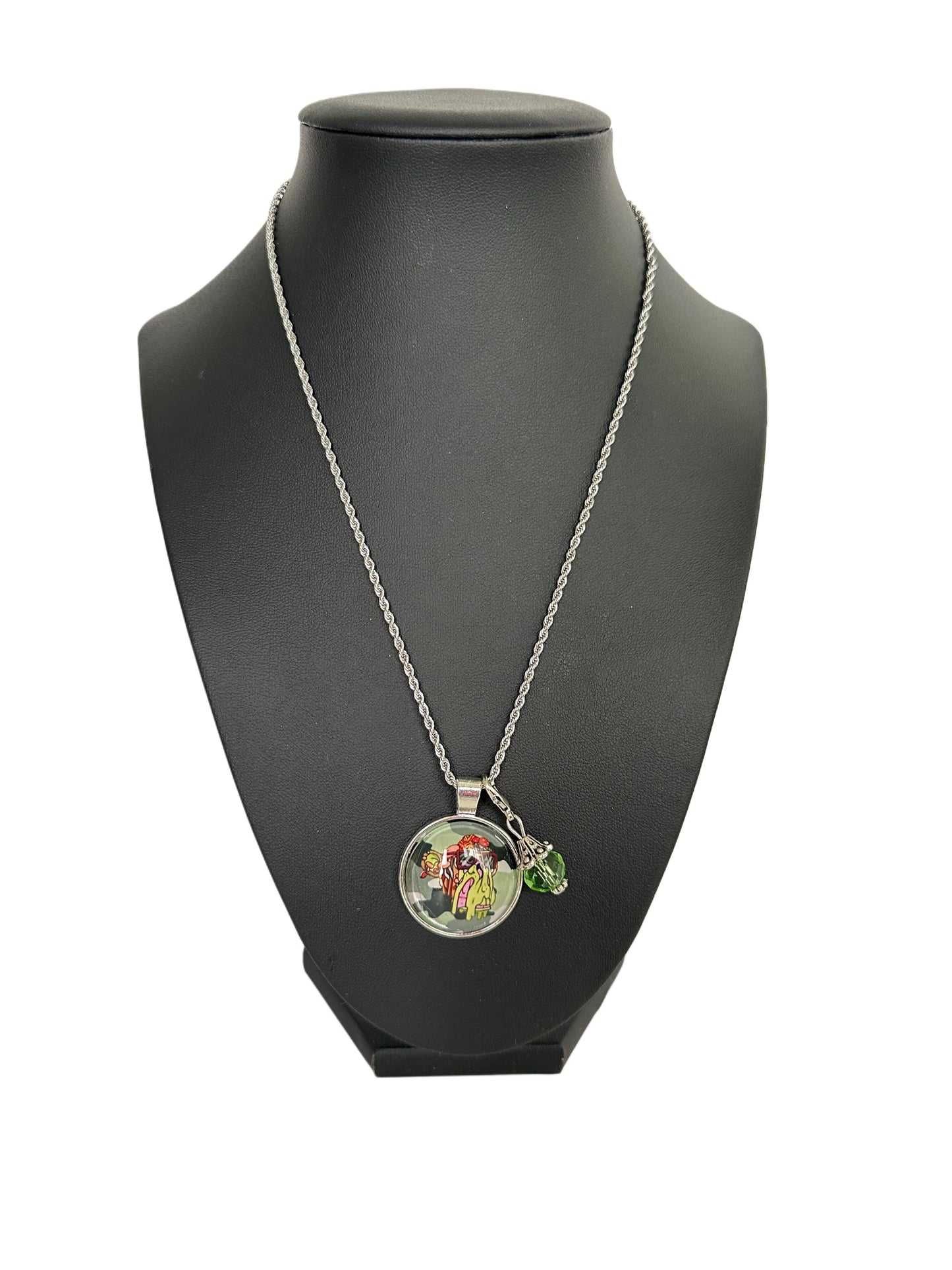 16” Silver Short Rope Necklace w/ 1 Pendant