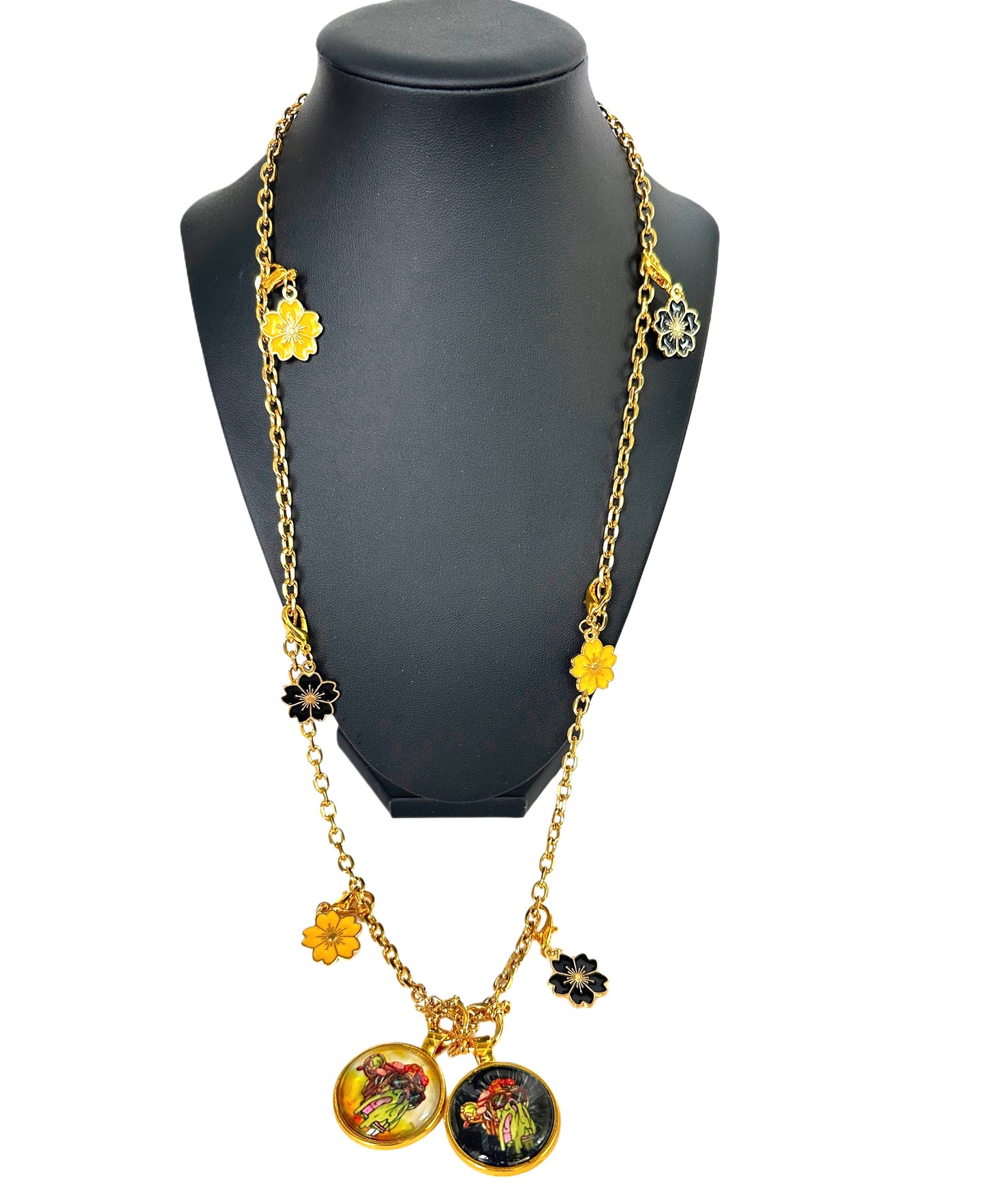 26” Gold Long Rope Necklace w/ 2 Pendants