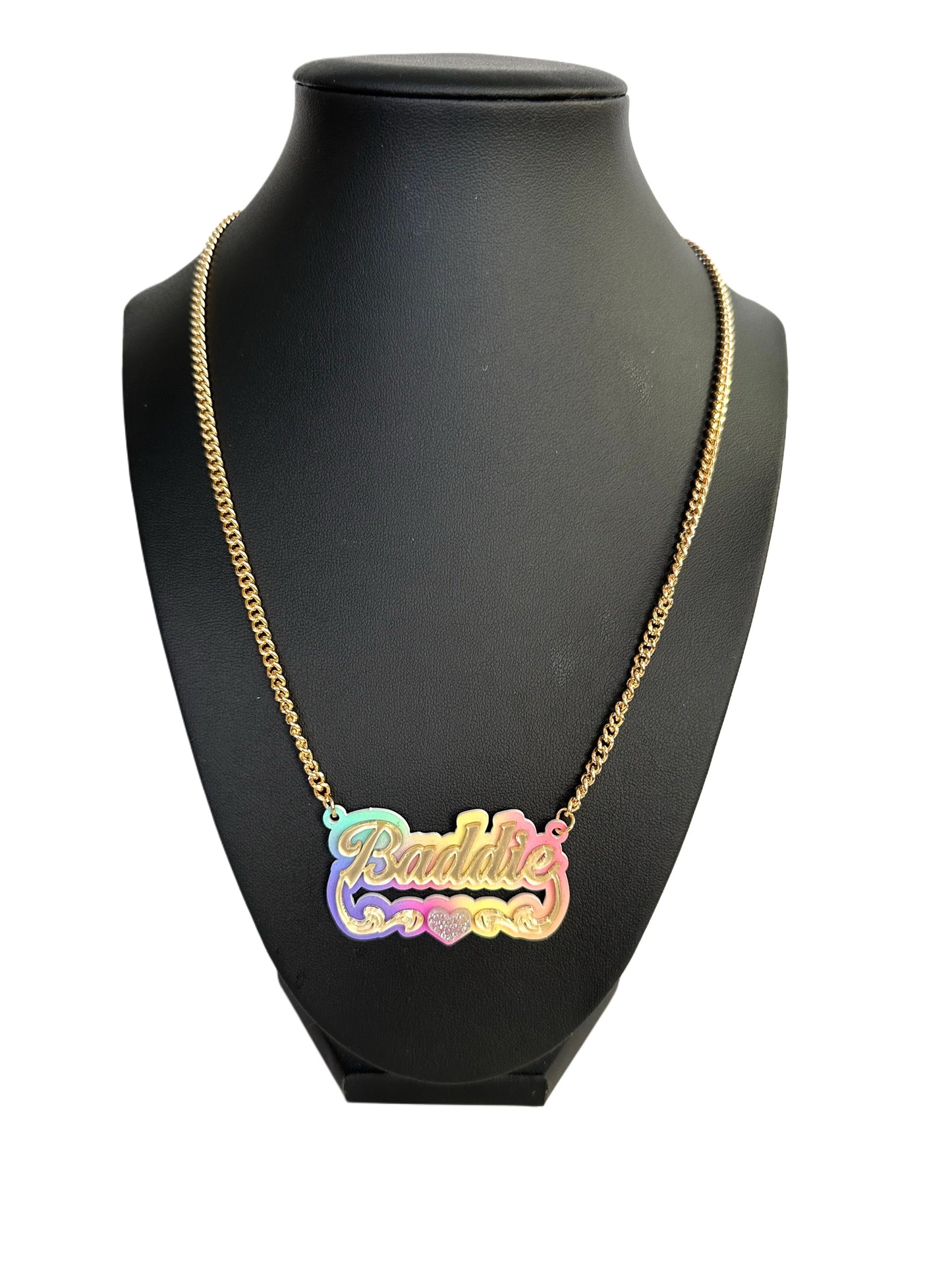 Baddie Rainbow Acrylic Logo Necklace