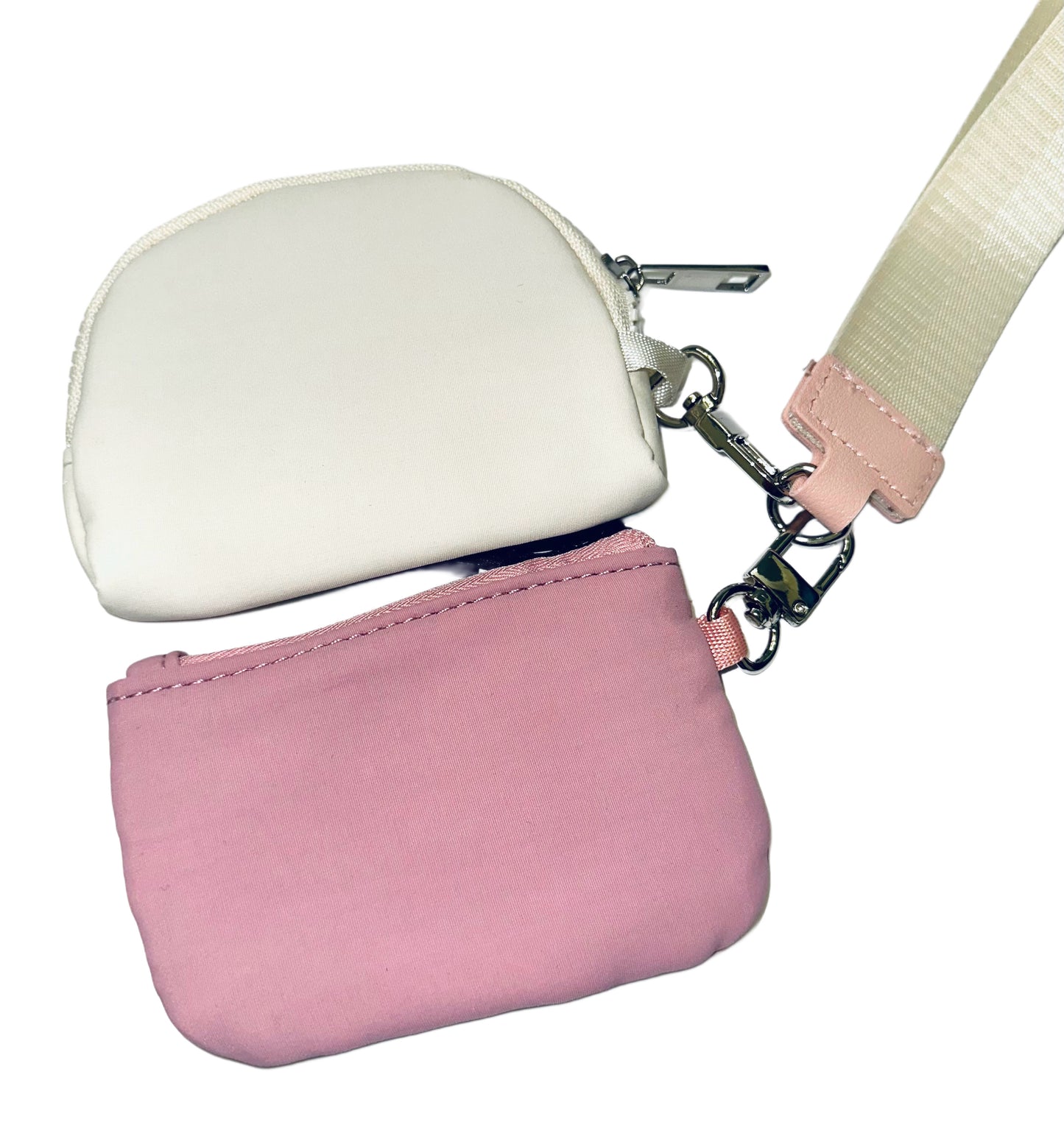 Bored Baddies Nylon Dual Pouch Wristlet (Pink Ivory)