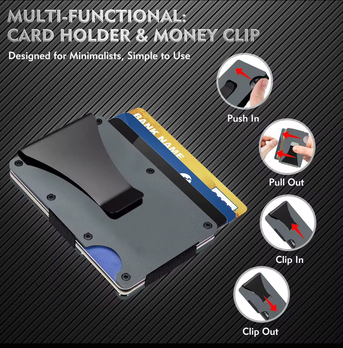 Bored Baddies RFID Blocking Minimalist Aluminum Card Wallet w/ Money Clip