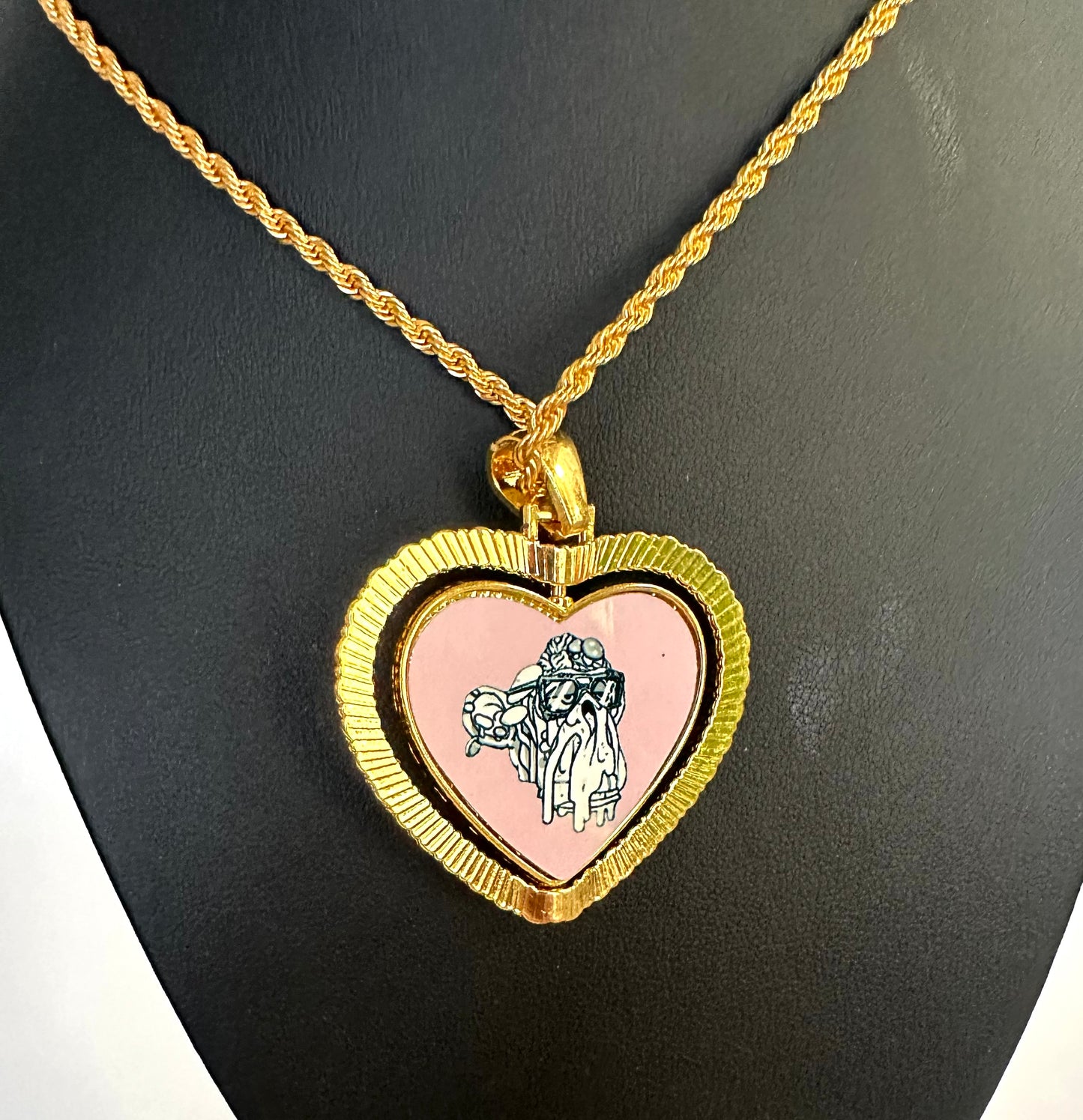 24” Gold Pink Heart Pendant w/ Necklace
