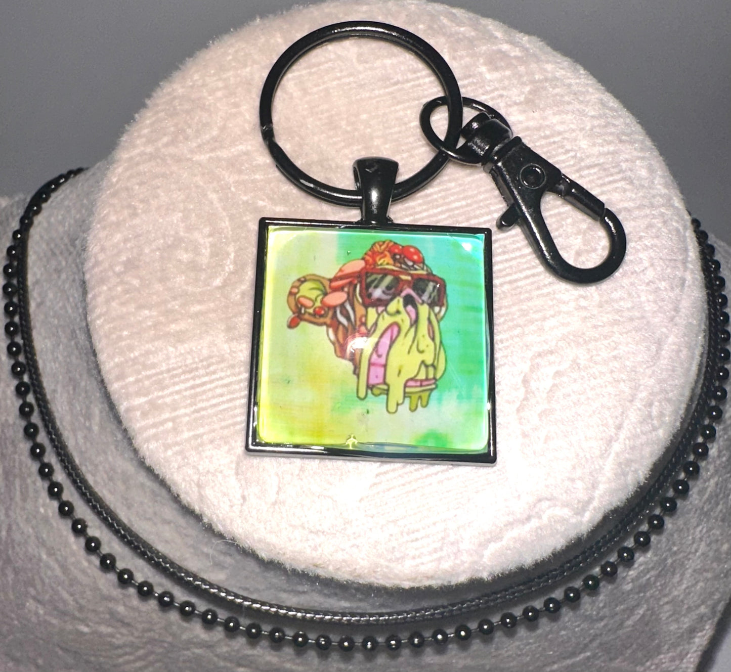 Men’s Black Square Pendant w/ Matching Necklaces & Key Ring