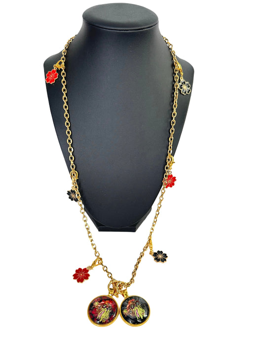 26” Gold Long Rope Necklace w/ 2 Pendants