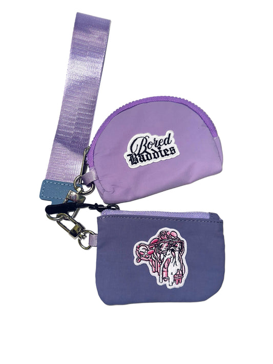 Bored Baddies Nylon Dual Pouch Wristlet (Lavender Purple)