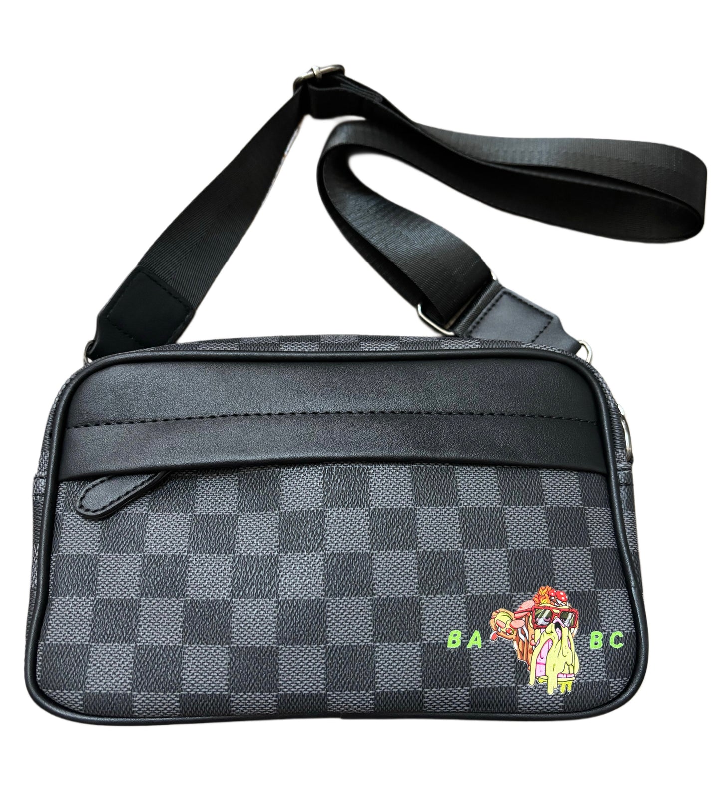 Bored Baddies Unisex Black Check Messenger Bag
