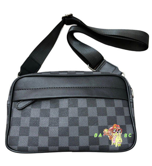 Bored Baddies Unisex Black Check Messenger Bag